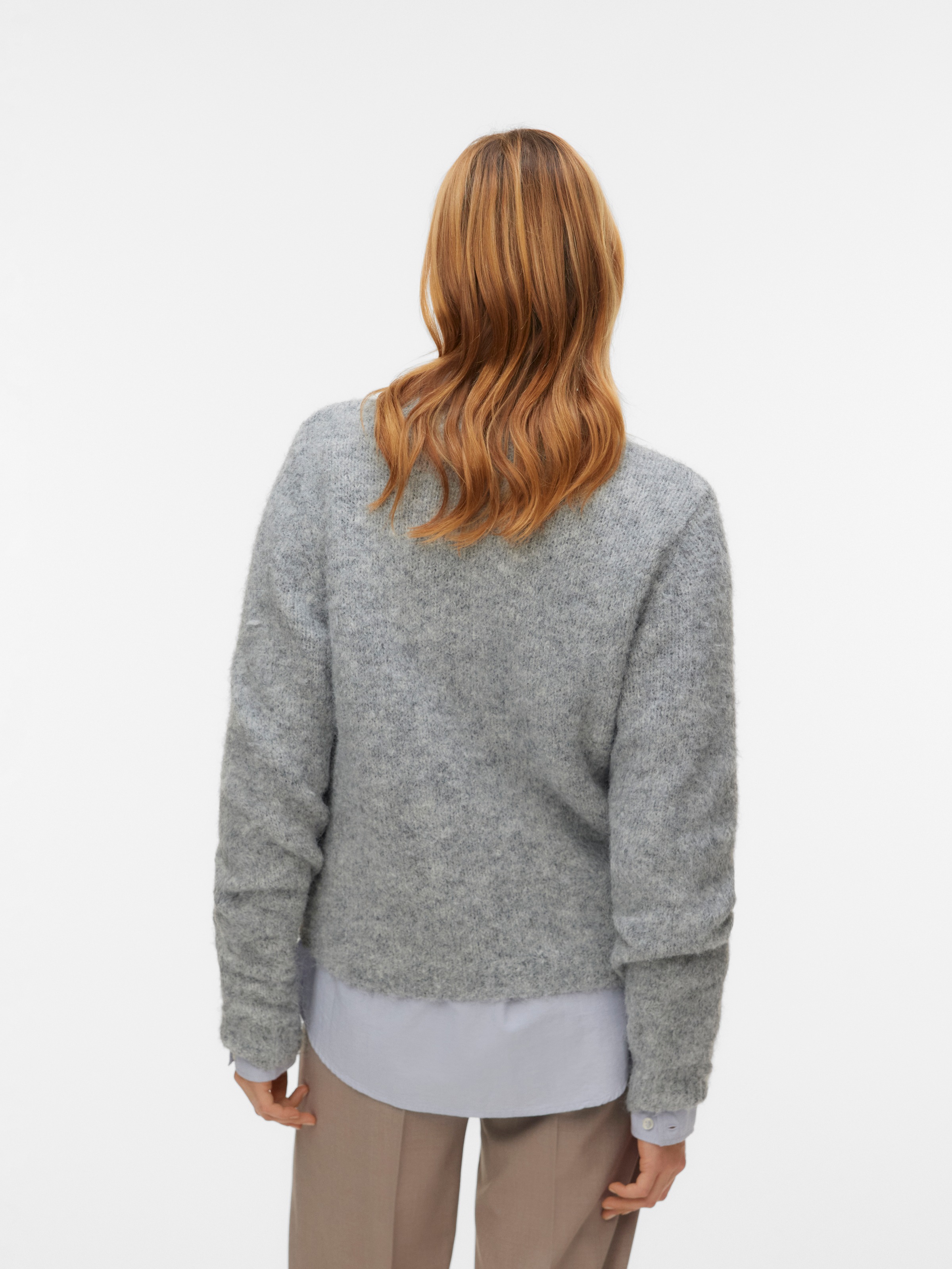 Vero Moda Pull en tricot »VMNOVAH LS O-NECK PULLOVER GA NOOS« mélange de matériaux, coupe régulière