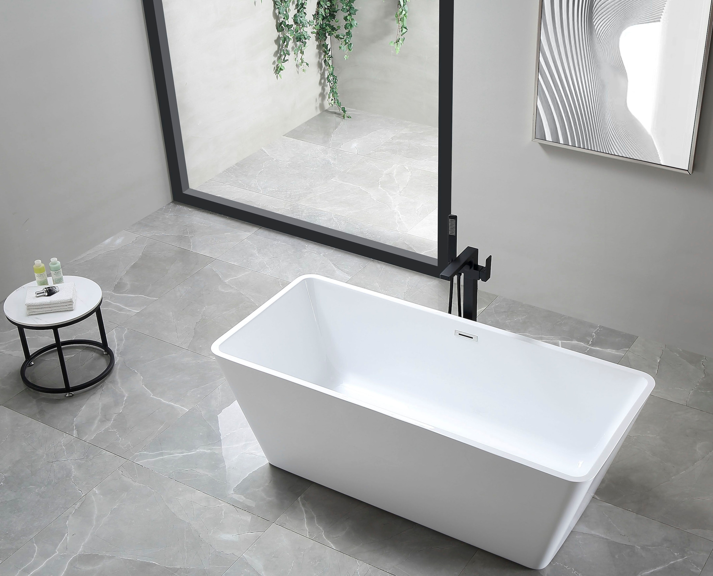 welltime Badewanne »Sagres« Höhe 60 cm mit Ablaufstöpsel | verstellbare Füsse | Überlauf Freistehend, 170x74x60 (LxBxH), Sanitäracryl, mit Pop Up Ventil