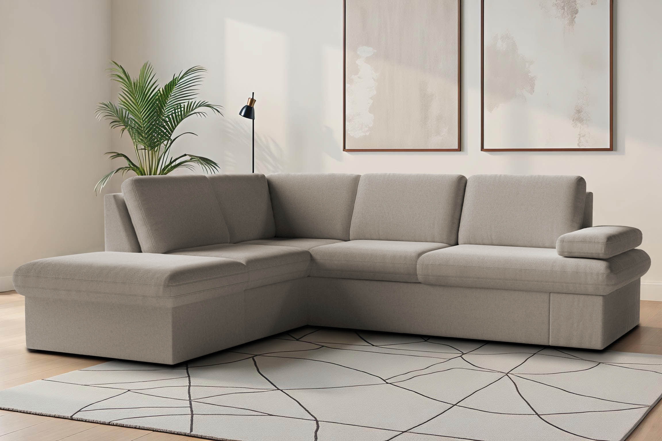 sit&more Ecksofa »Moreno L-Form, B: 238 cm« mit Armteilverstellung, optional Bettfunktion
