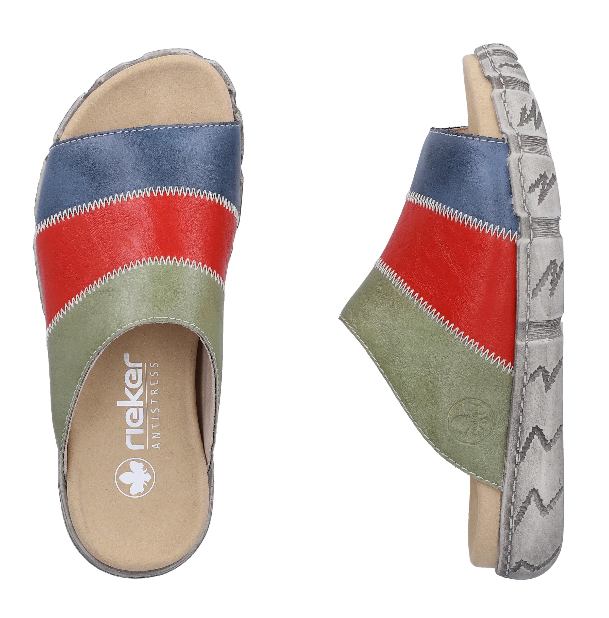 Rieker Pantolette  Chaussure d'été, chausson d'intérieur aspect patchwork