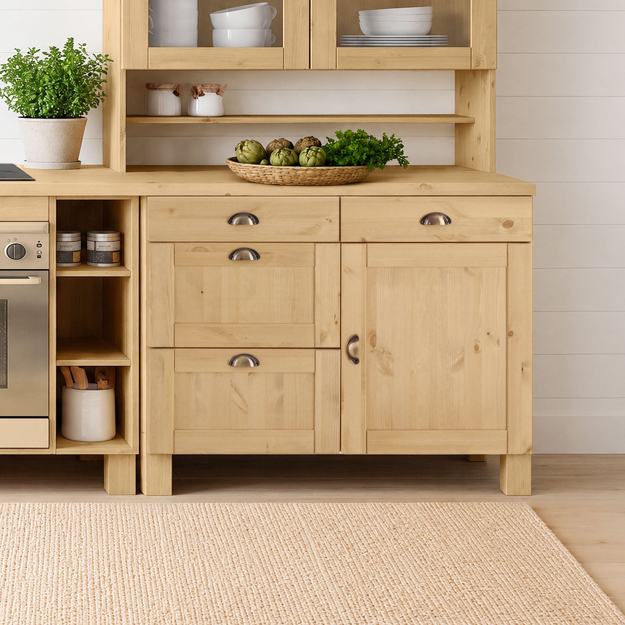 Home affaire Armoire basse »Oslo« 100 cm de large, sans plan de travail, 2 tiroirs, 2 coulisses