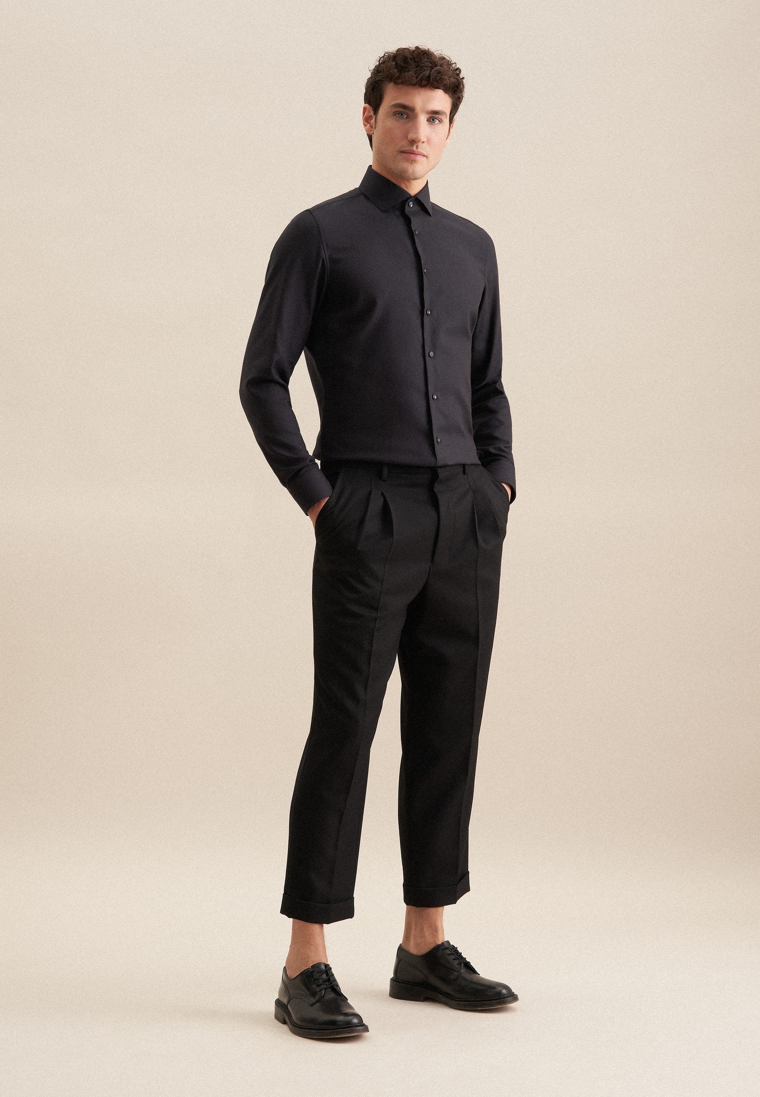 seidensticker Businesshemd »Schwarze Rose« Slim 1/1 Kentkragen Struktur