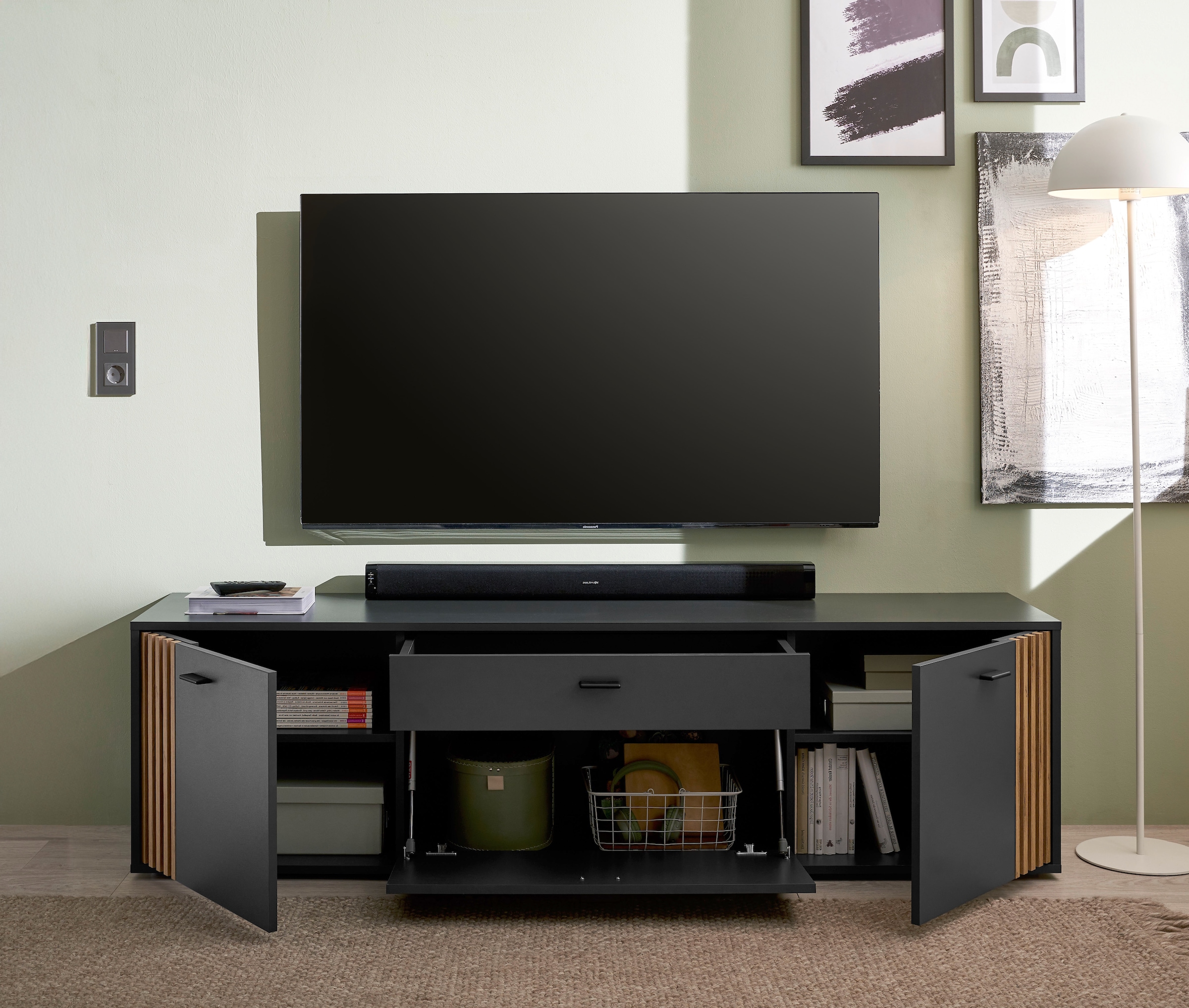 HBZ Lowboard »Dublin TV-Schrank, BxHxT 180x50x38cm« 1 Stk. tlg. Breite 180cm, Softclose, Metallgriffe