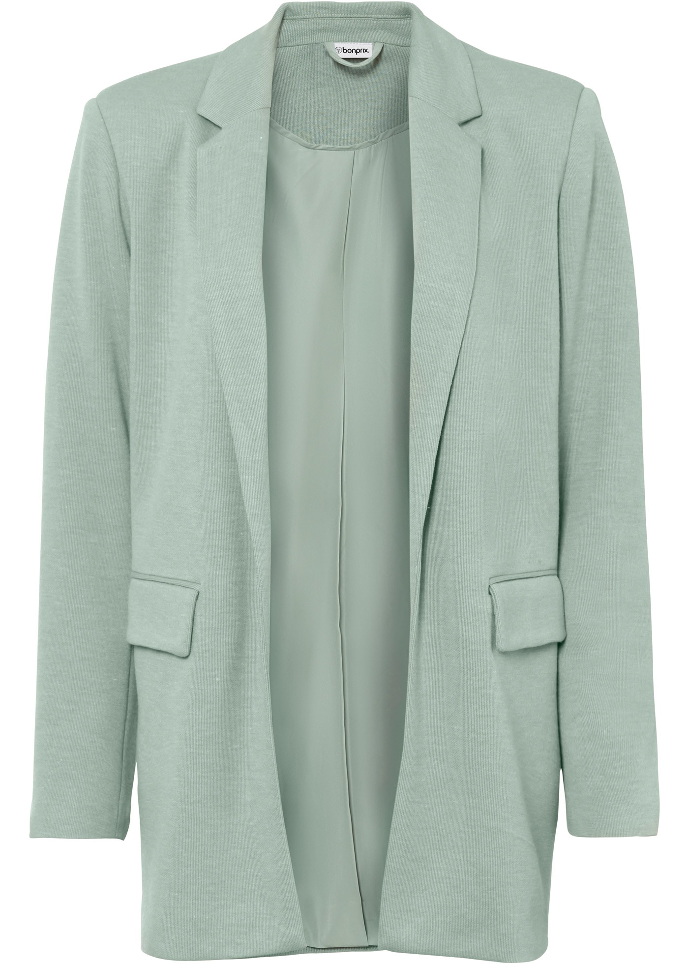 bonprix Jerseyblazer »Langer Jersey-Blazer mit Taschen« 1 mit Reverskragen, lockere Passform, aus Viskose und Polyester