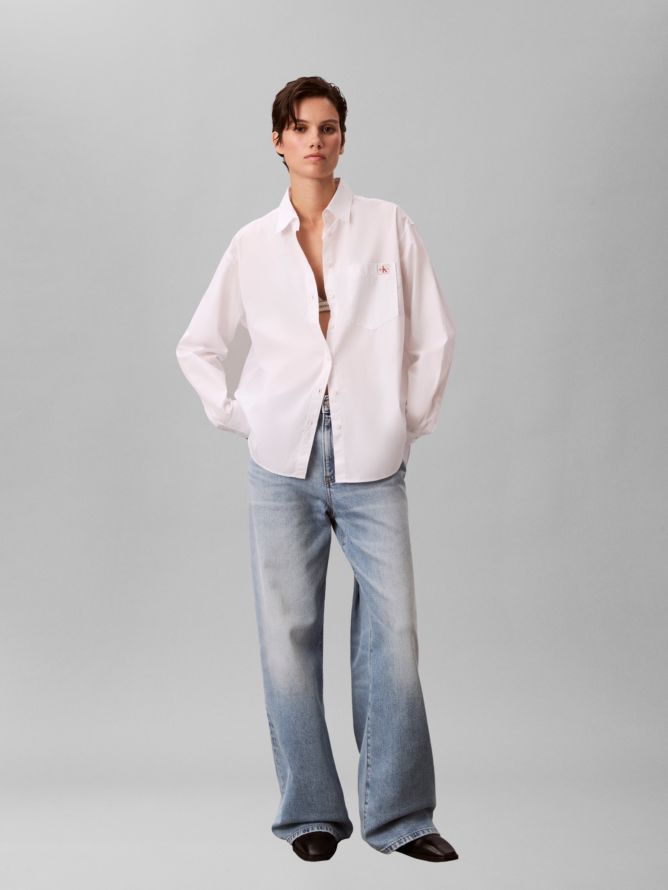 Calvin Klein Jeans Blouse chemise »COTTON POPLIN RELAXED SHIRT« Regular fit avec col chemise