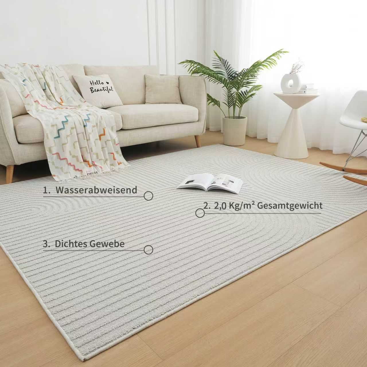 GOODproduct Tapis »Jola Hoch-Tief-Design, Scandi-Look, Zen« Rectangulaire 10 mm Höhe Boho, Modern, 3D, Wohnzimmer, Schlafzimmer, wasserabweisend