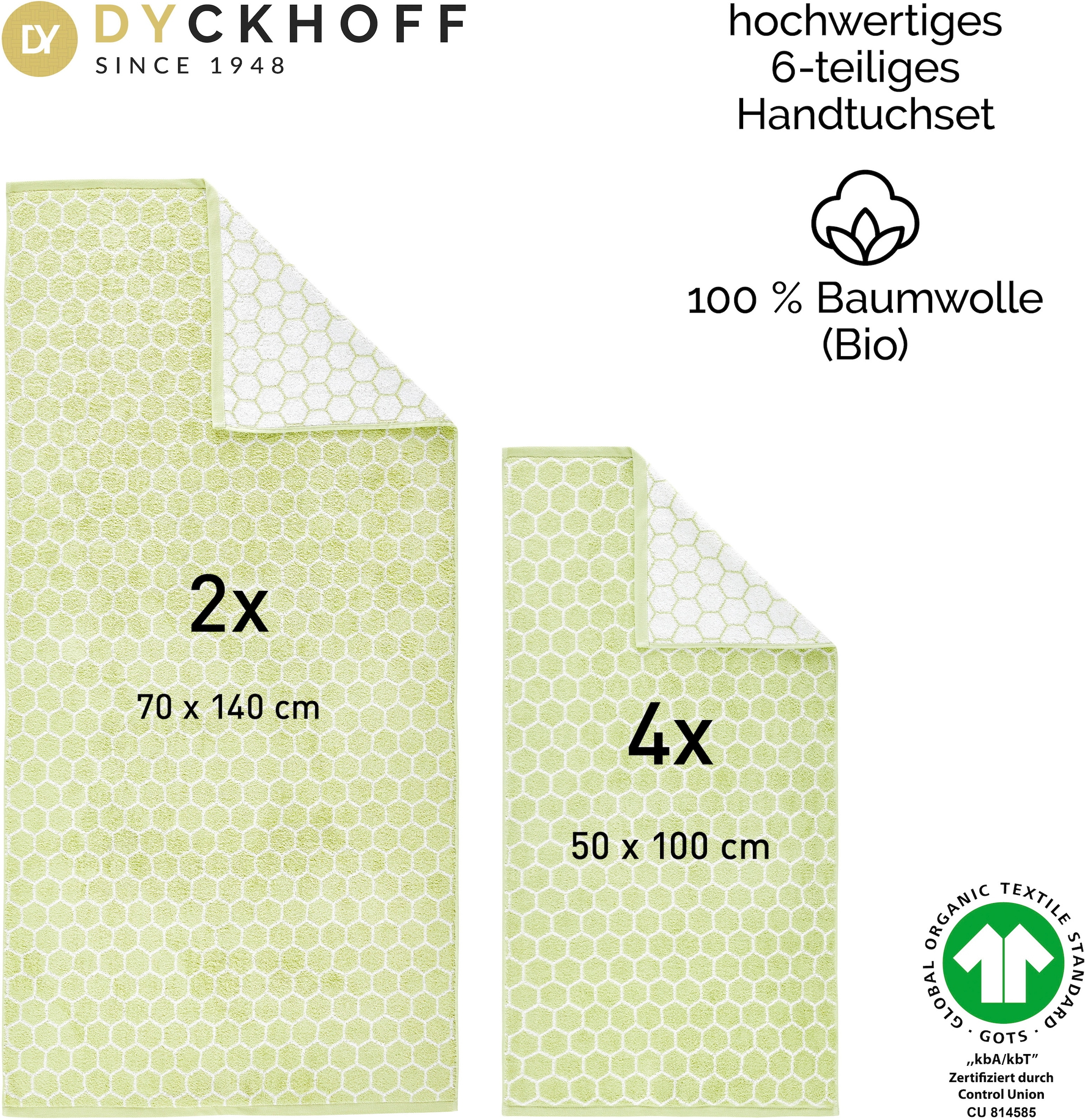 Dyckhoff Set de serviettes »Pure Natural Honey« Set 6 Frottee BIO Baumwolle, GOTS