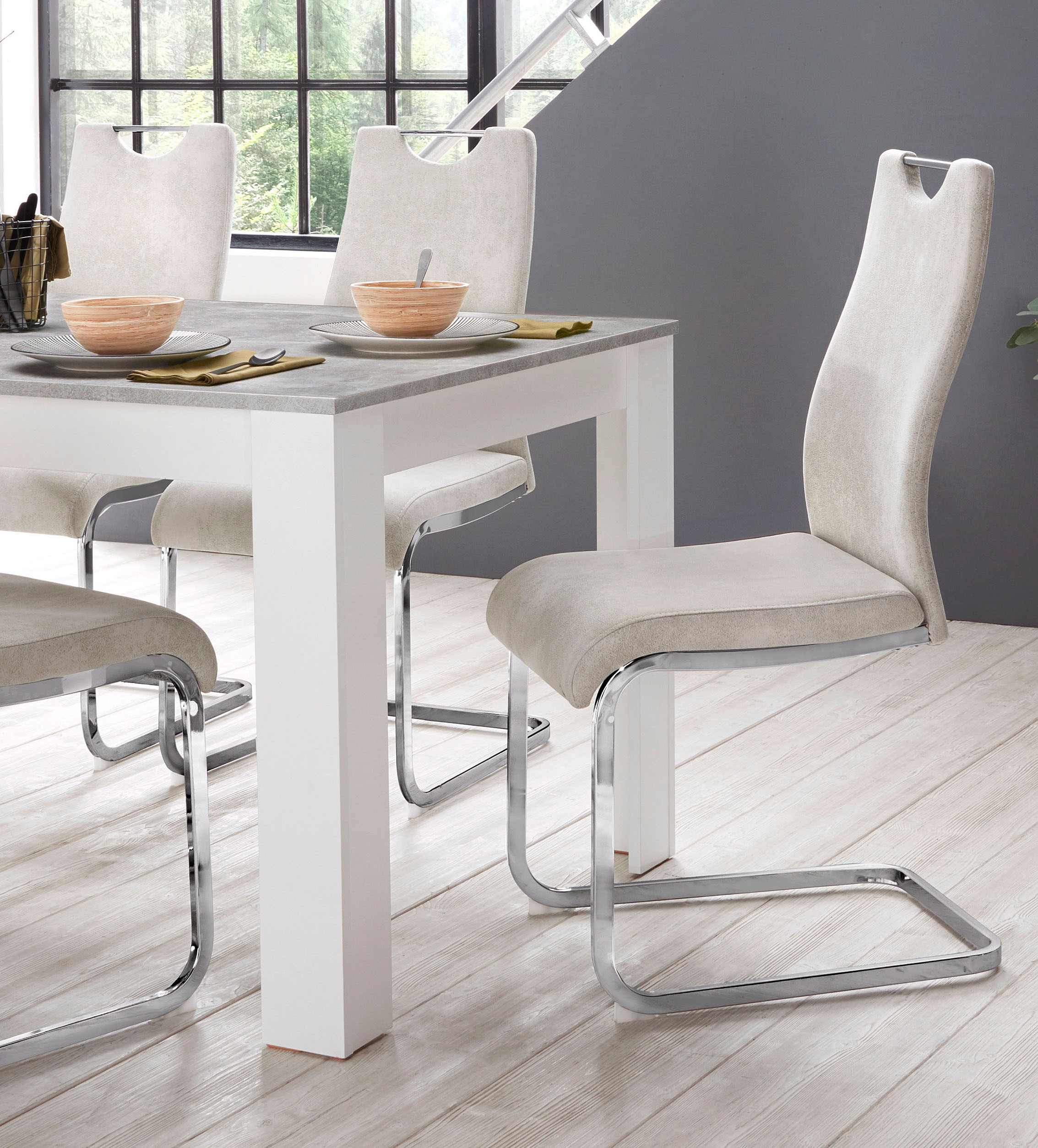 Home affaire Esszimmerstuhl »Milano« (Set) 2 Stk.Bezug in Microfaser oder Cord, Freischwinger, als 2er oder 4er Set erhältlich