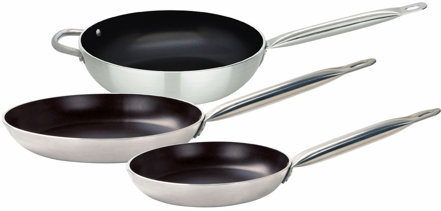 Elo Pfannen-Set »Bistro Line 3 teilig« Aluminium Set, je 1 Bratpfanne Ø 24/28 cm, 1 Wok Ø 28 cm, 3 Stk. tlg. Induktion