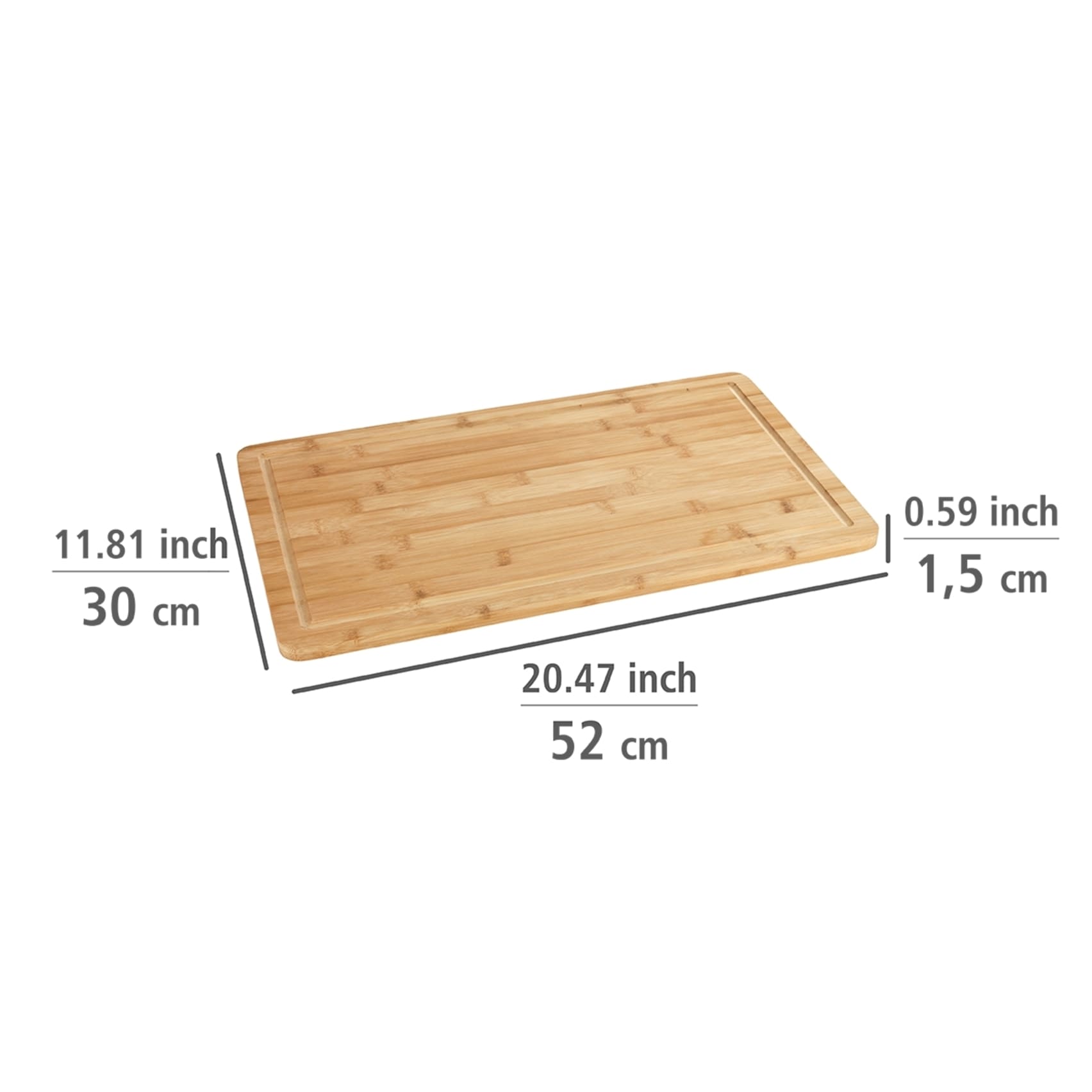 WENKO Plaque de recouvrement de la cuisinière »Modell Bambus« Plan de travail de cuisine avec rigole à jus pour plaques vitrocéramiques, pieds antidérapants