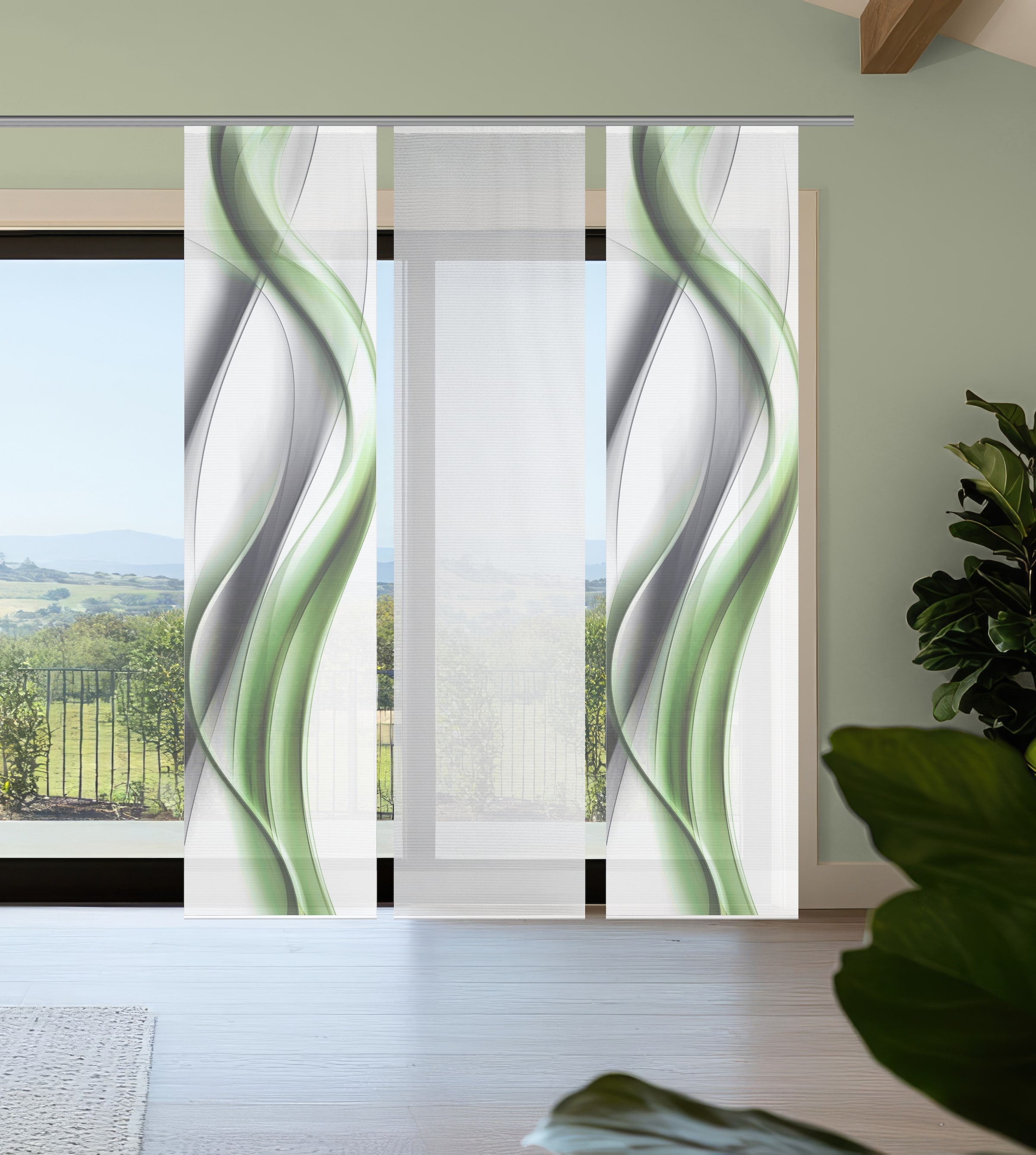 Vision S Rideau coulissant »CARA« Support de panneau 3 cuis tlg. rideau coulissant, aspect bambou, impression numérique, SET