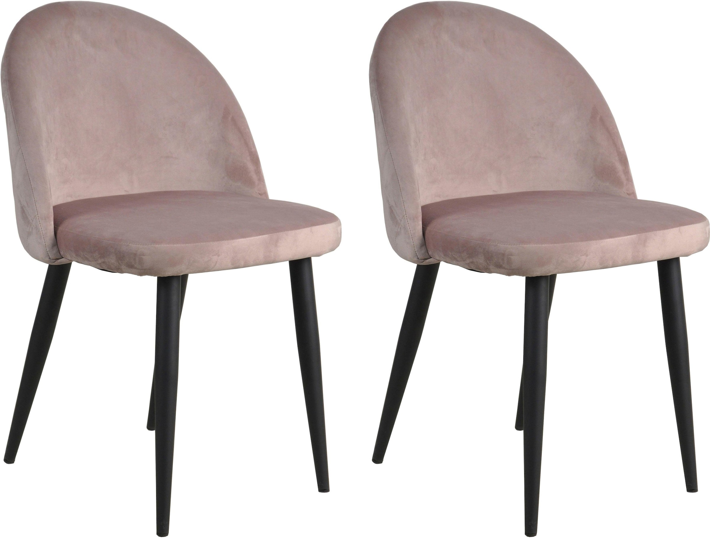 SIT Chaise rembourrée »Avila 2er-Set aus Samt mit Karo-Steppung & Stahlgestell« (Ensemble) 2 cuisRevêtement en velours noble vieux rose avec piqûres carreaux modernes