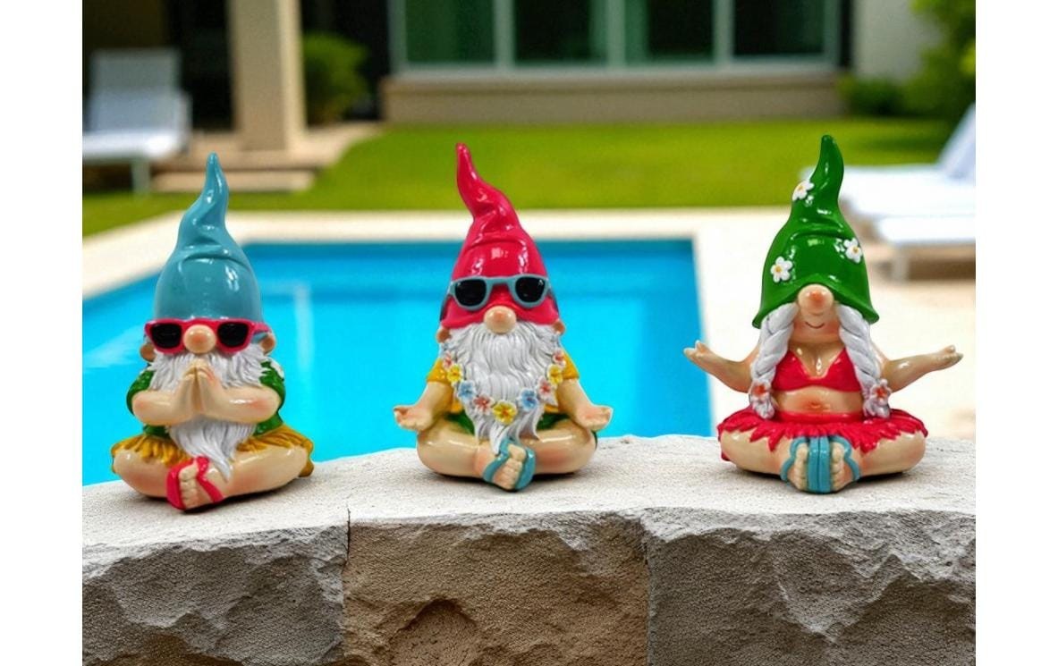   Nain de jardin »Dameco sitzend in Yoga Pose 3-er Set, 12 x 14 x 17 cm«