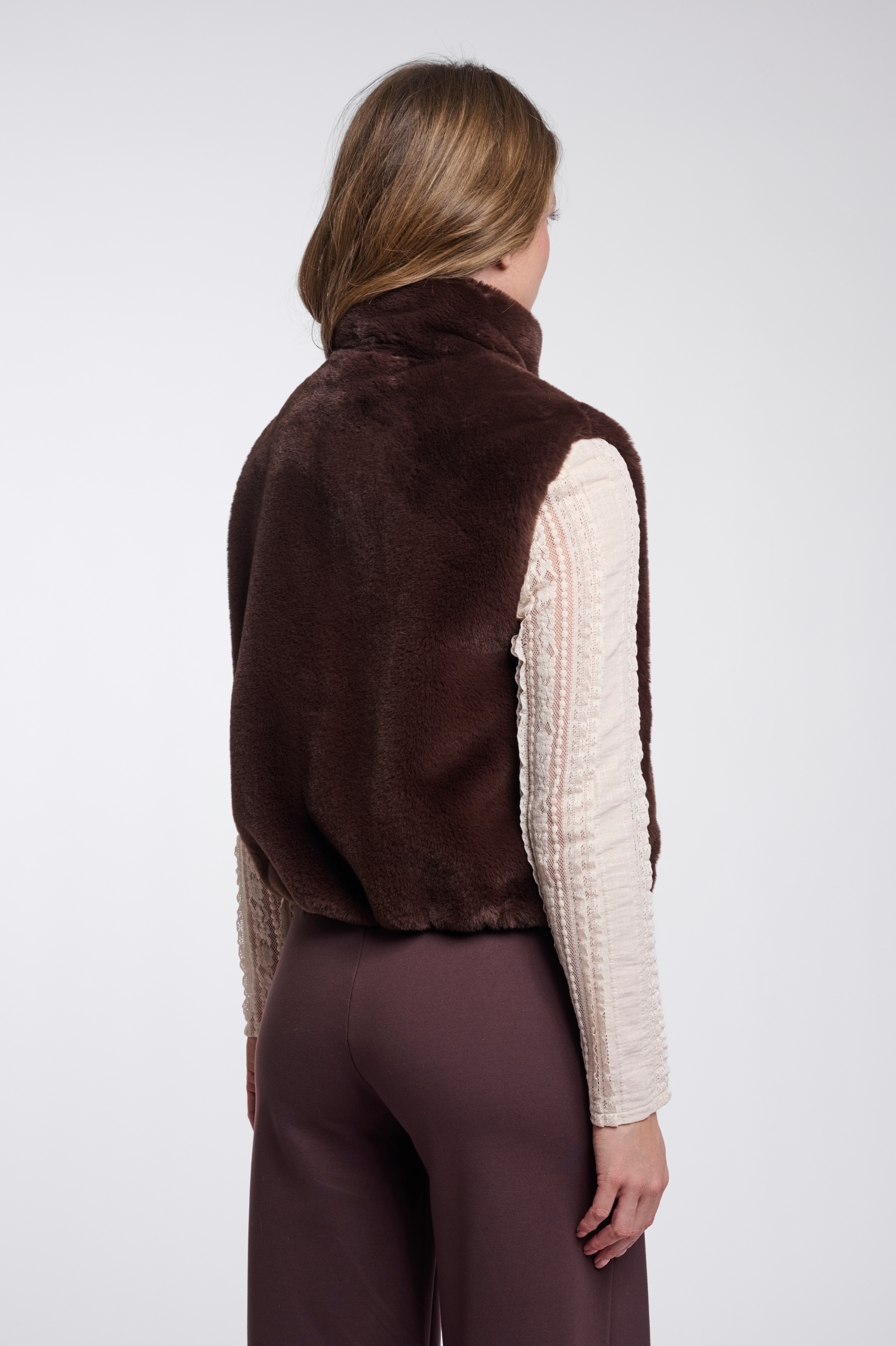 Rino & Pelle Gilet en fourrure Teddyweste mit Stehkragen