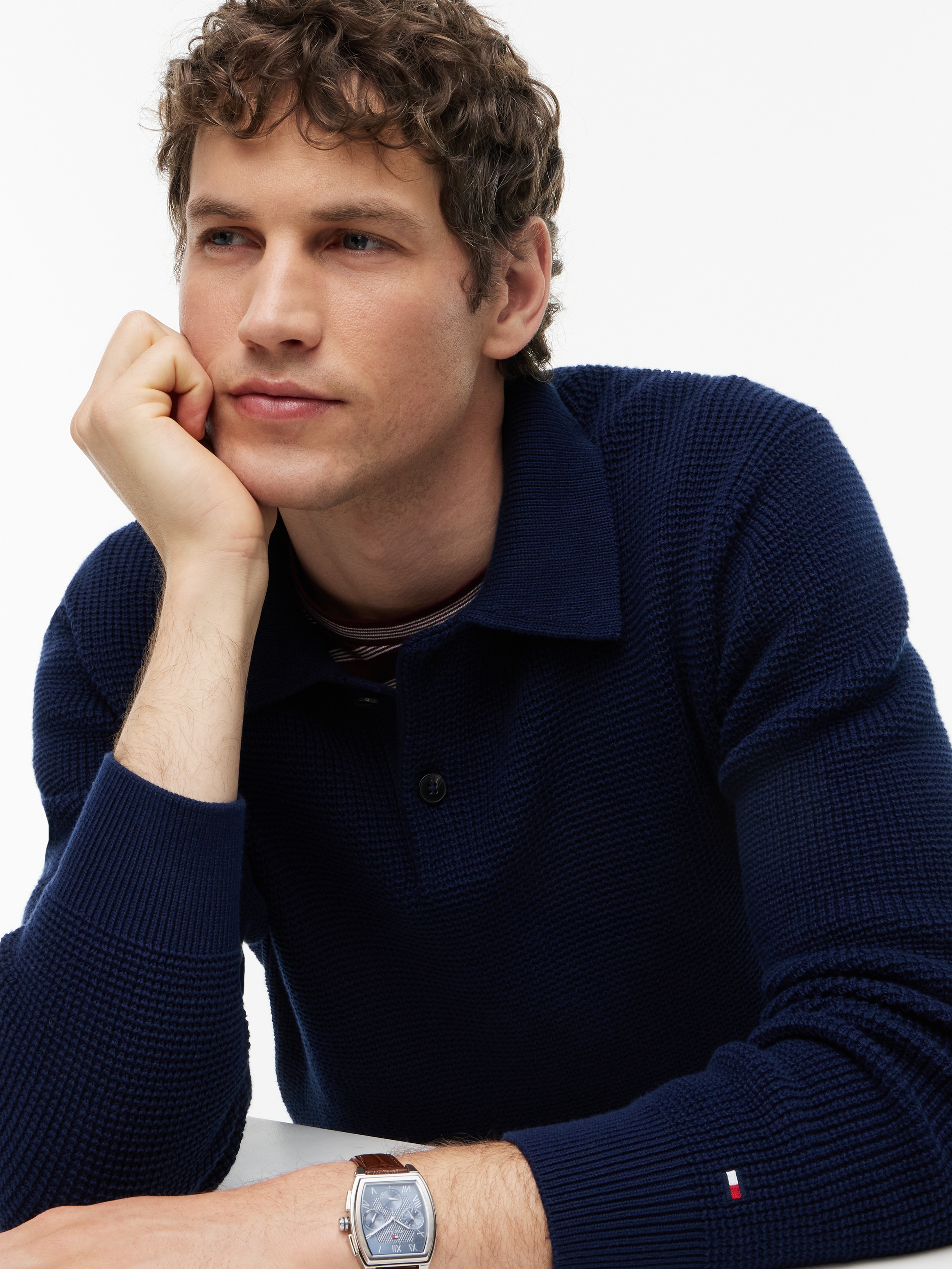 Tommy Hilfiger Polokragenpullover »WAFFLE STRUCTURE RUGBY« Relaxed Fit