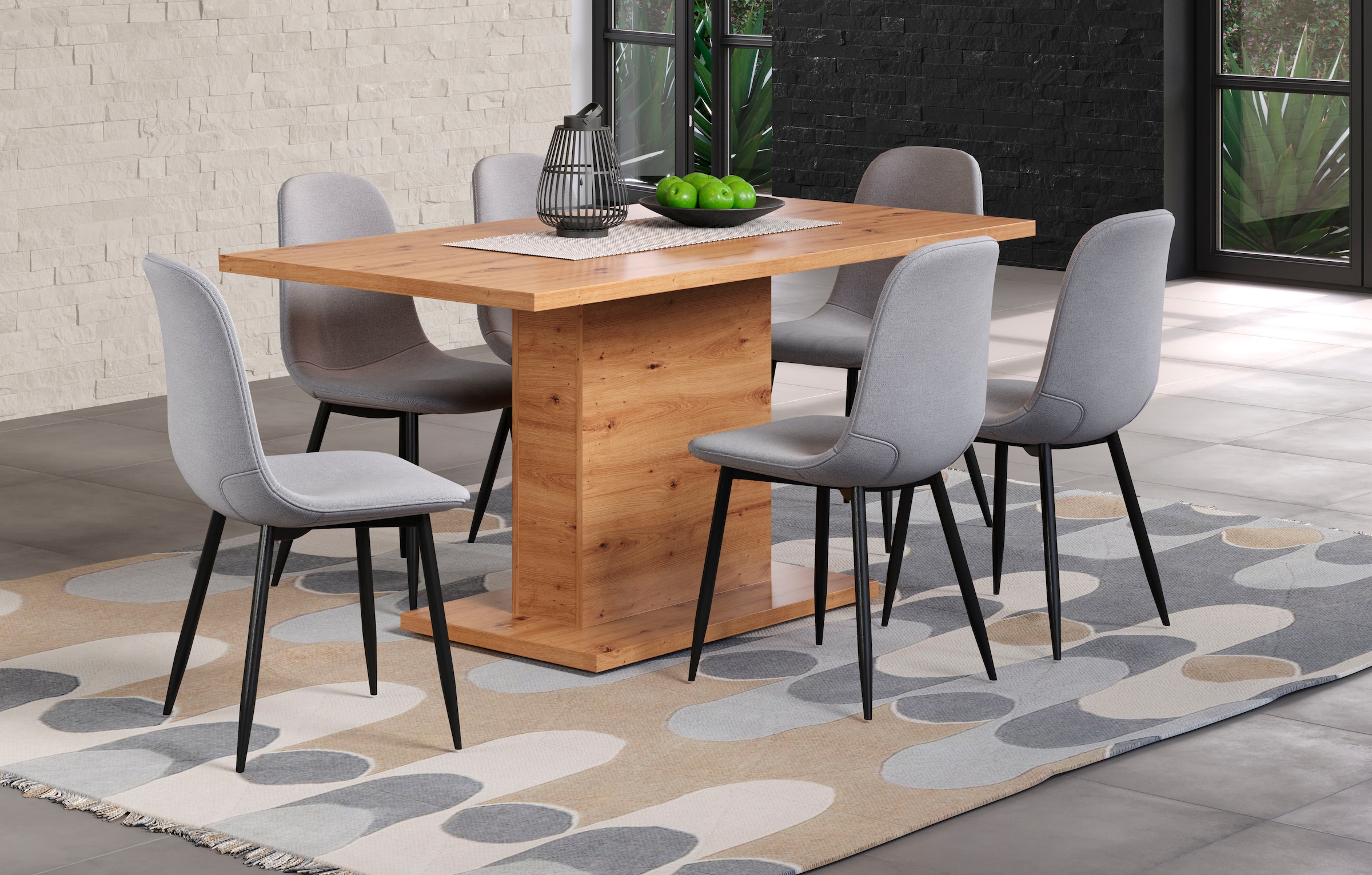 Home affaire Table de salle à manger »Ambres« Säulen-Esstisch - (B/T/H) 160/80/76 cm