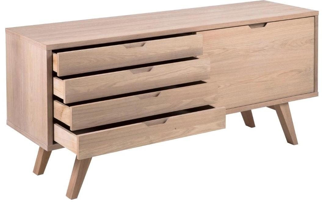 AC Design Anrichte »A-Line« Sideboard, weiss pigmentierte Eiche, 1 Tür, 4 Schubladen, Breite 160 cm