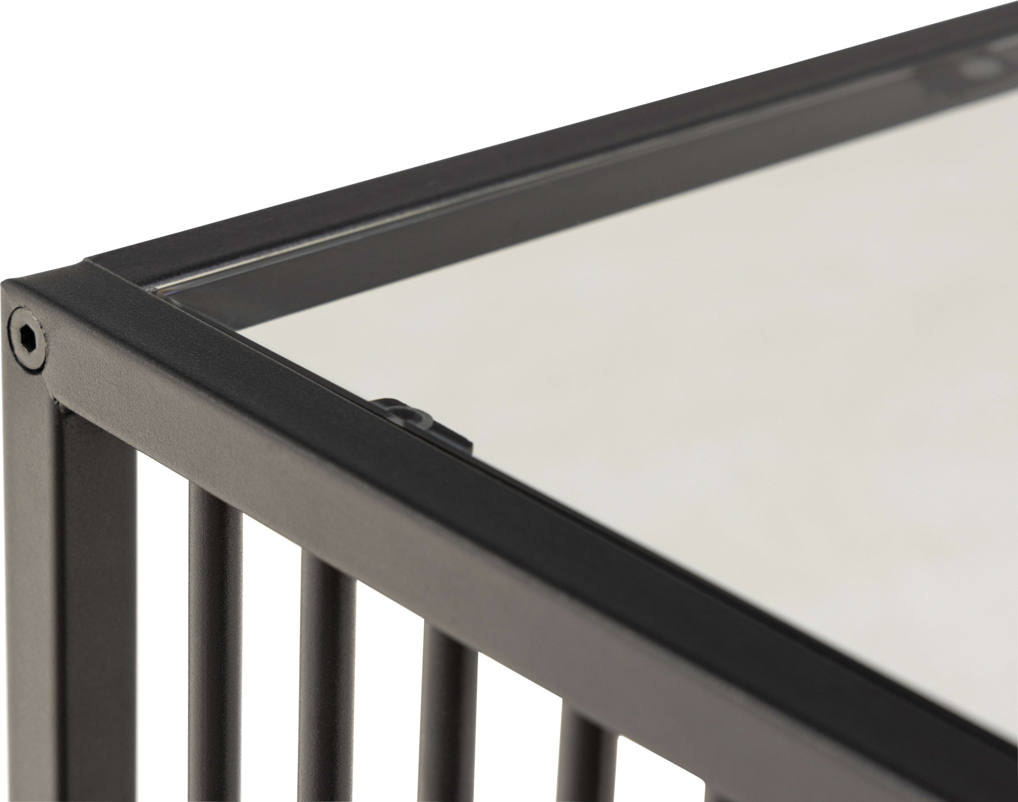 ACTONA GROUP Table d'appoint »Strington, robuster Ecktisch im skandinavischem Design, robust« Table d’angle, verre, facile d’entretien, lames métalliques verticales, H : 63 cm