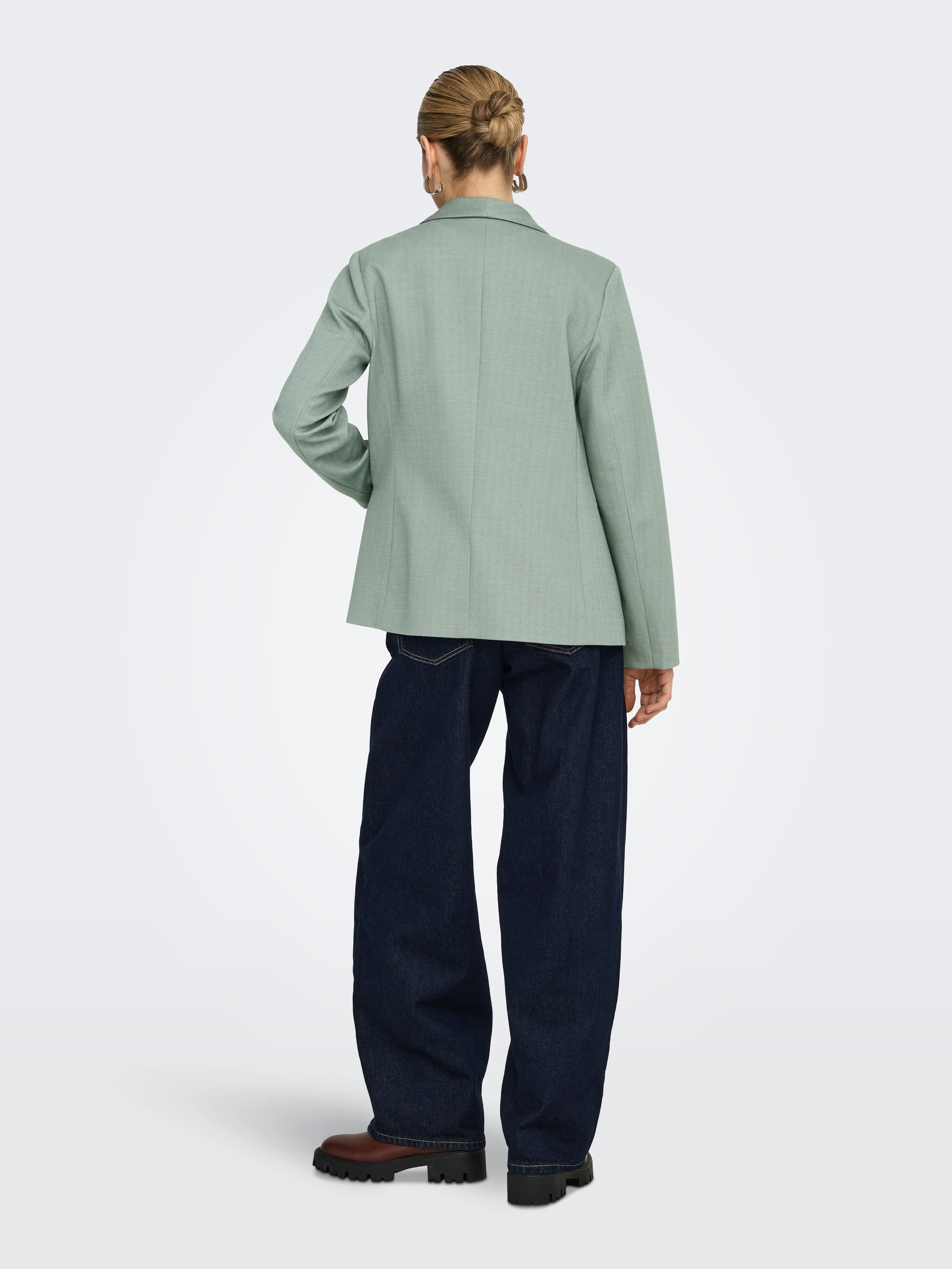 ONLY Blazer long »ONLESKA-ADDY LIFE L/S HB BLAZER CC TLR« mit Reverskragen, verschlusslose Form, Fischgratmuster