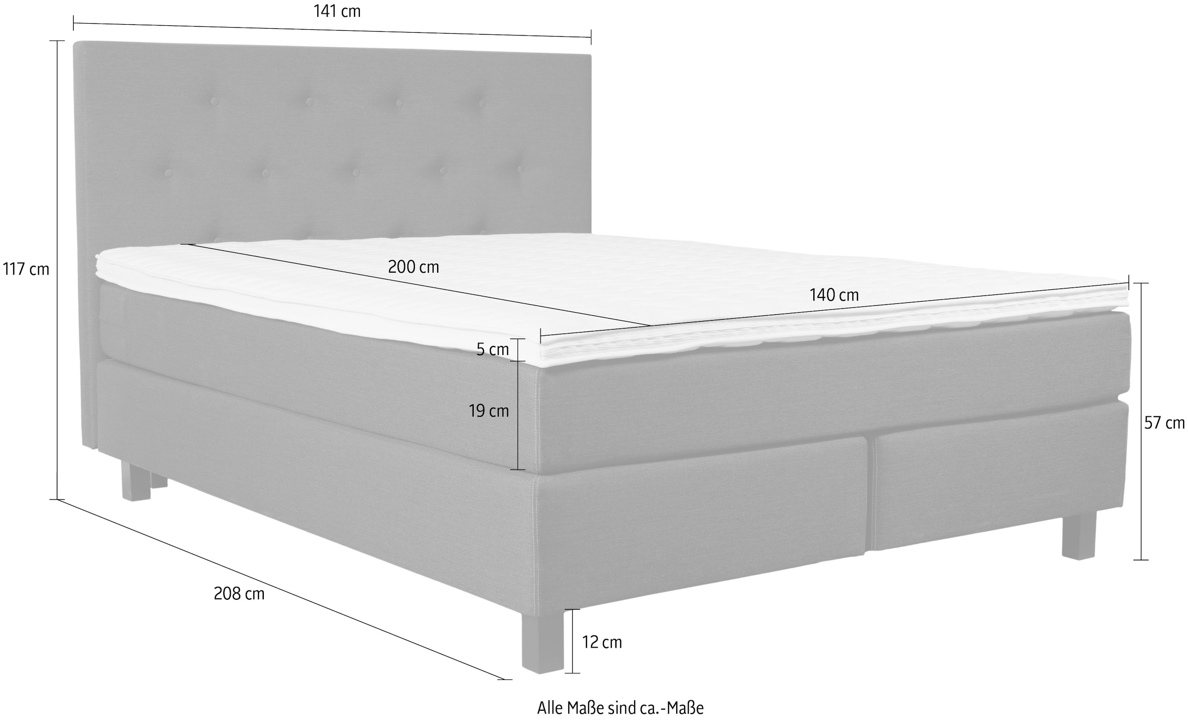 Home affaire Lit boxspring »Alenika« mit LED - Beleuchtung, mit Taschen-Federkernmatratze