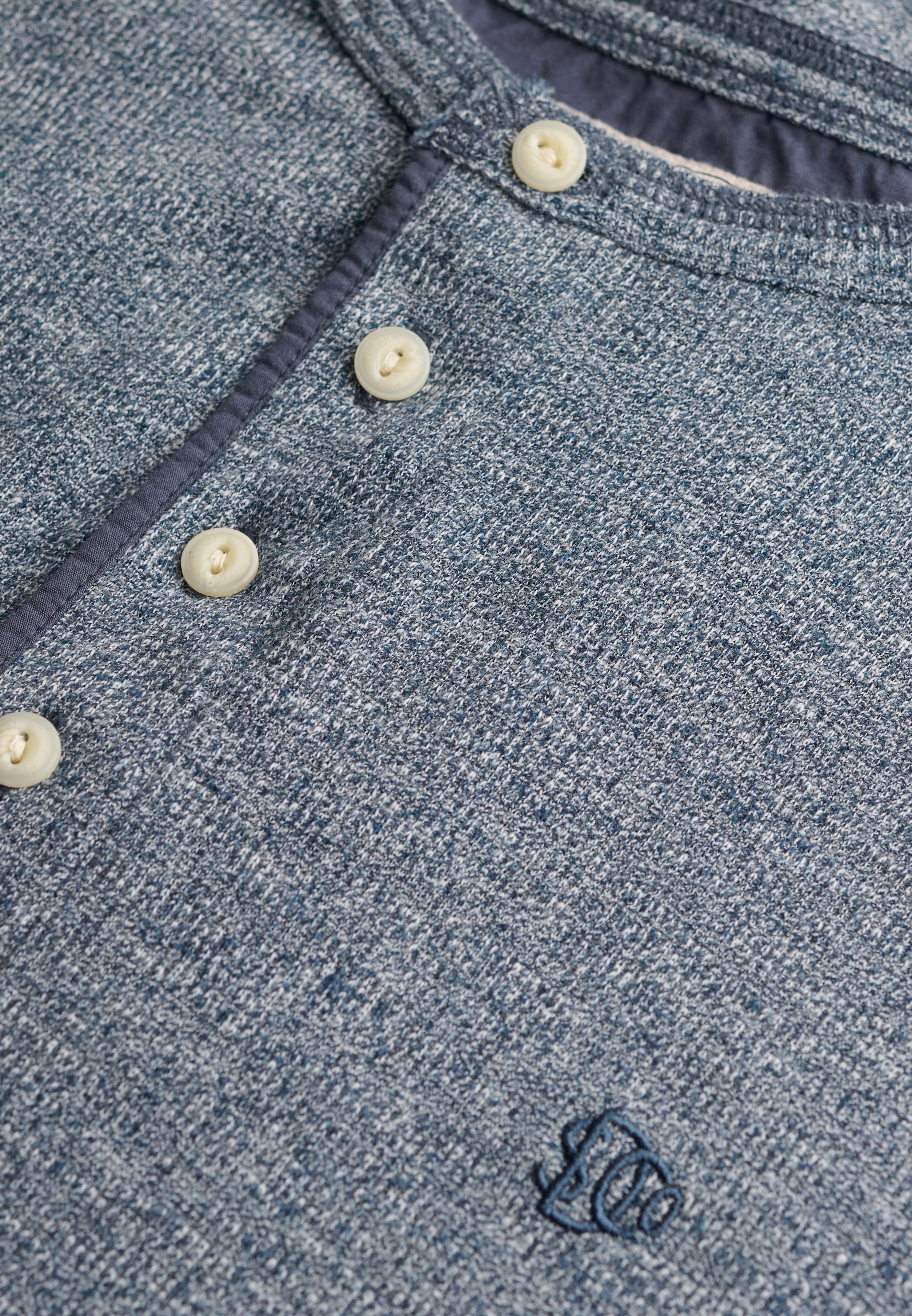 Superdry T-shirt à manches longues »MINI SLUB WAFFLE LS GRANDAD« Coupe ample, col rond, en coton