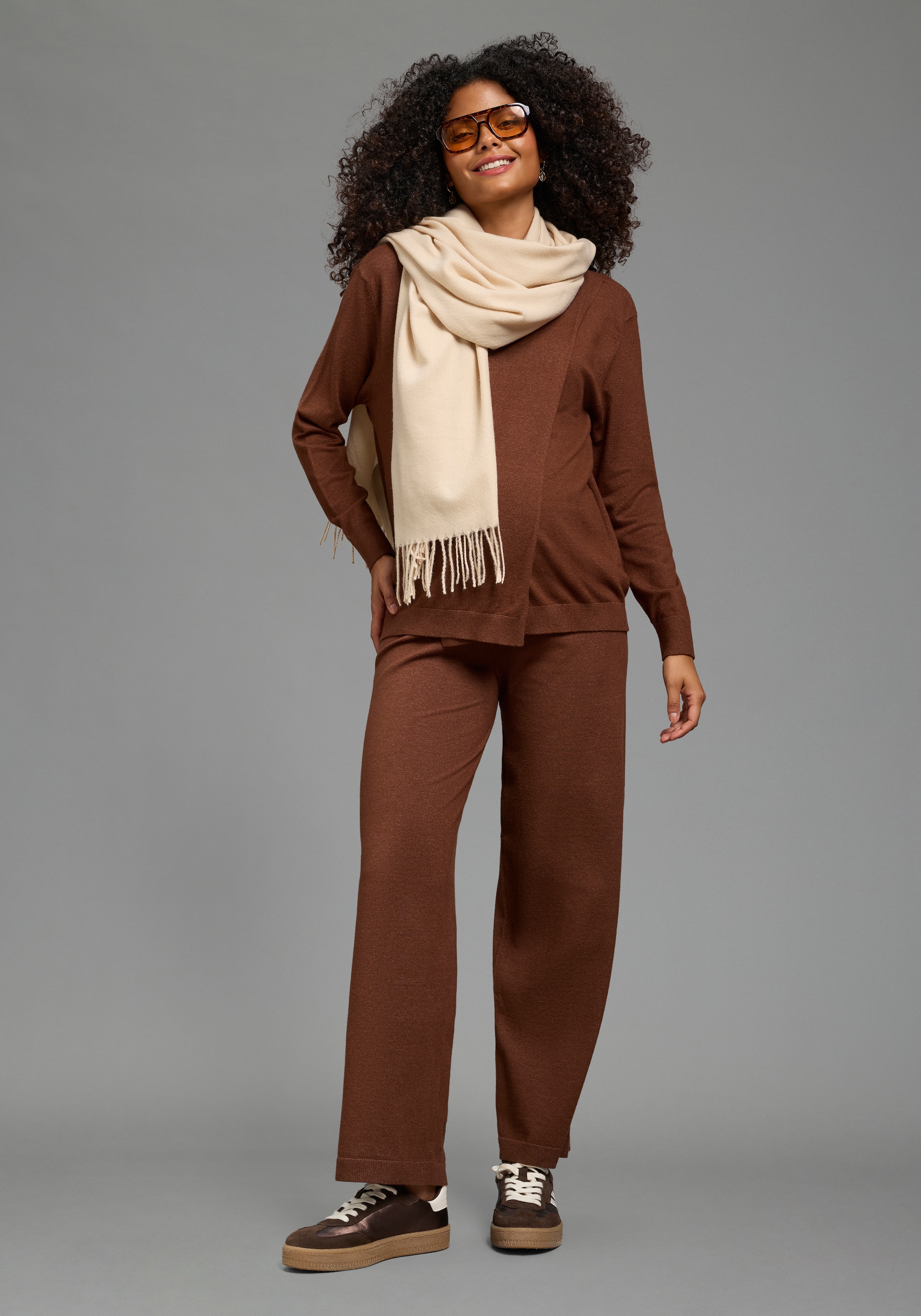 Neun Monate Pantalon de grossesse »Strickhose für Schwangerschaft und Stillzeit«  pantalon de grossesse en tricot avec ceinture extra large