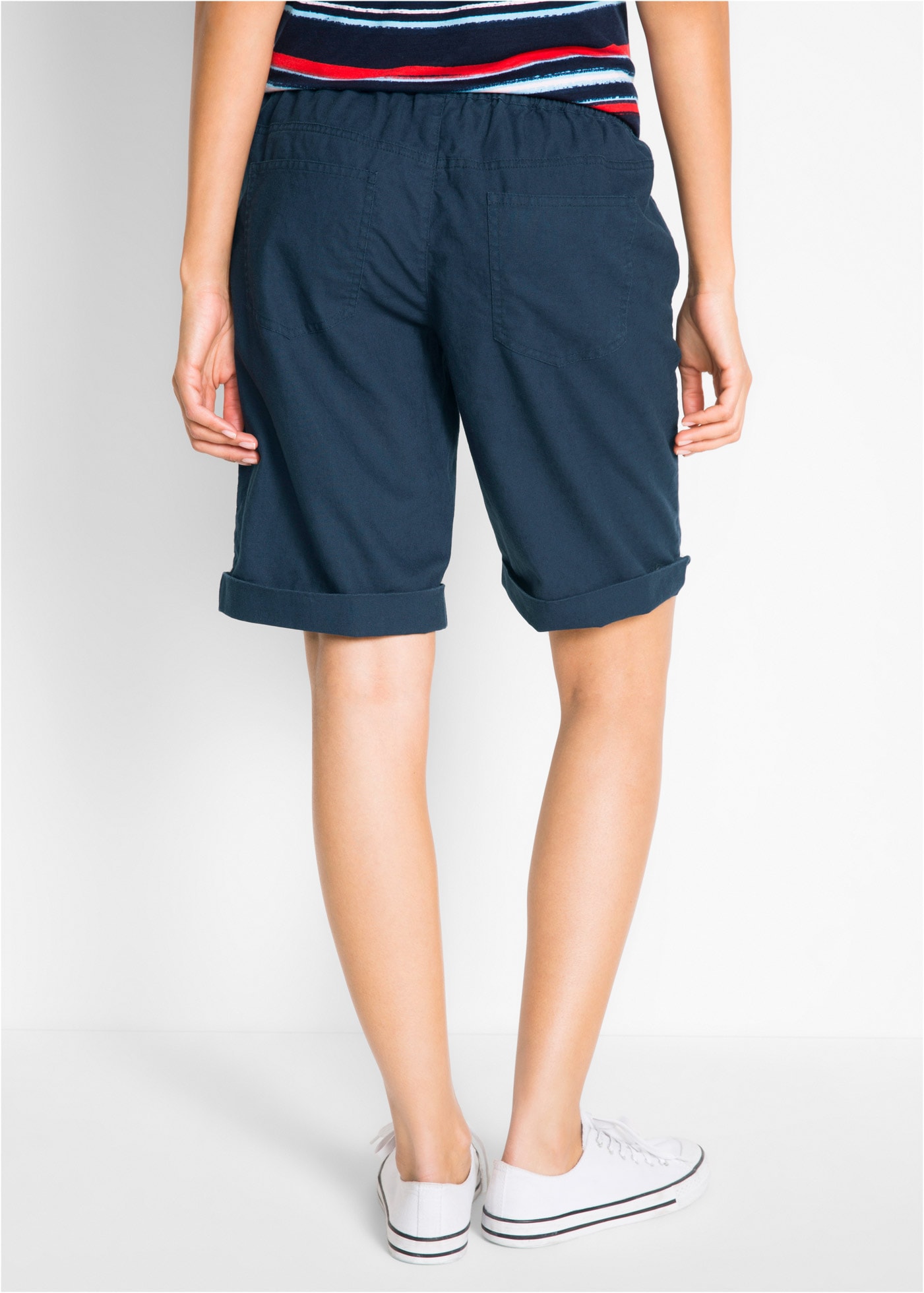 bonprix Bermudas  im sommerlichen Leinen-Mix, mit elastischer Bund mit Bindeband