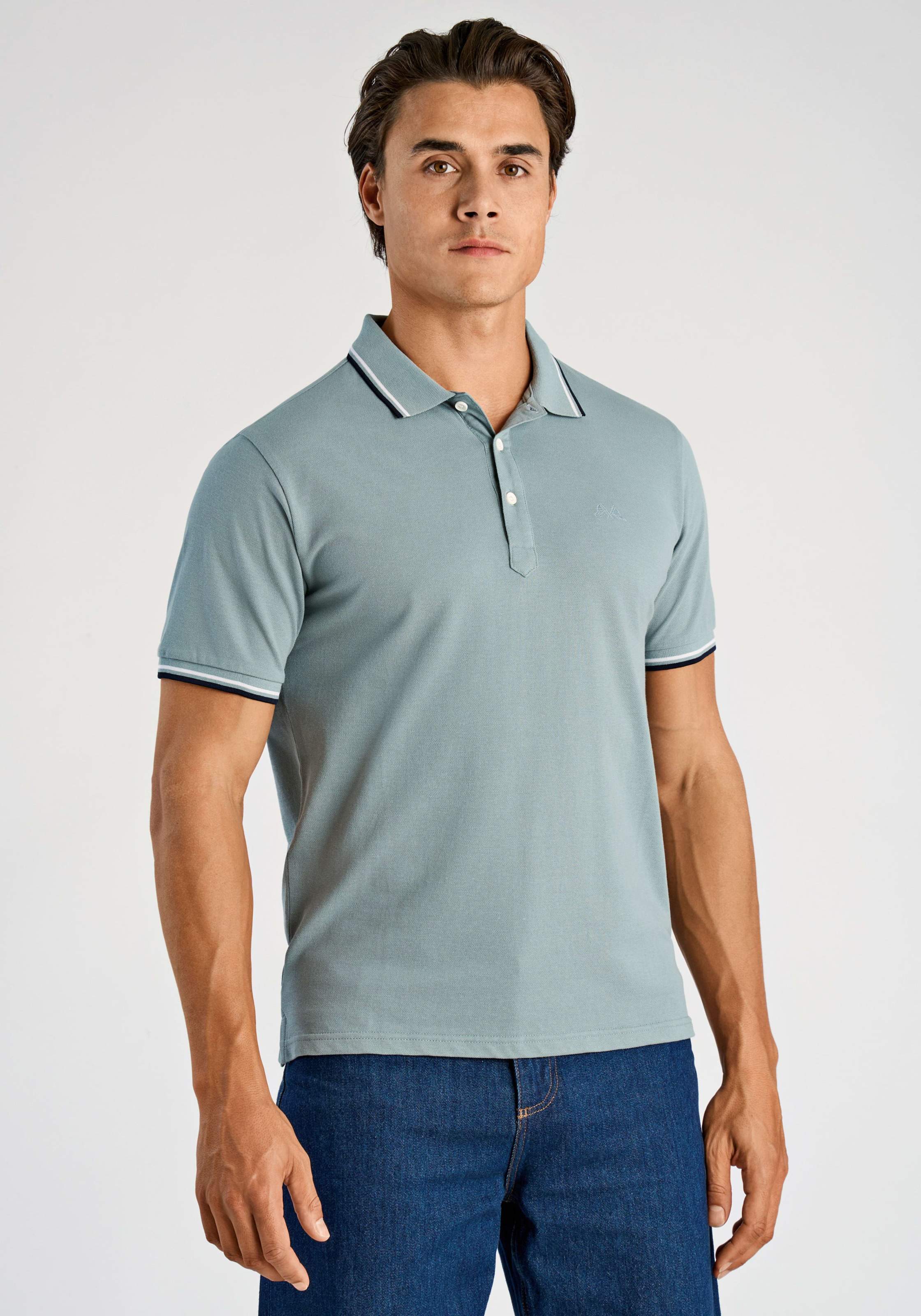 LINDBERGH Polo mit Logo-Stickerei und abgesetzten Bündchen