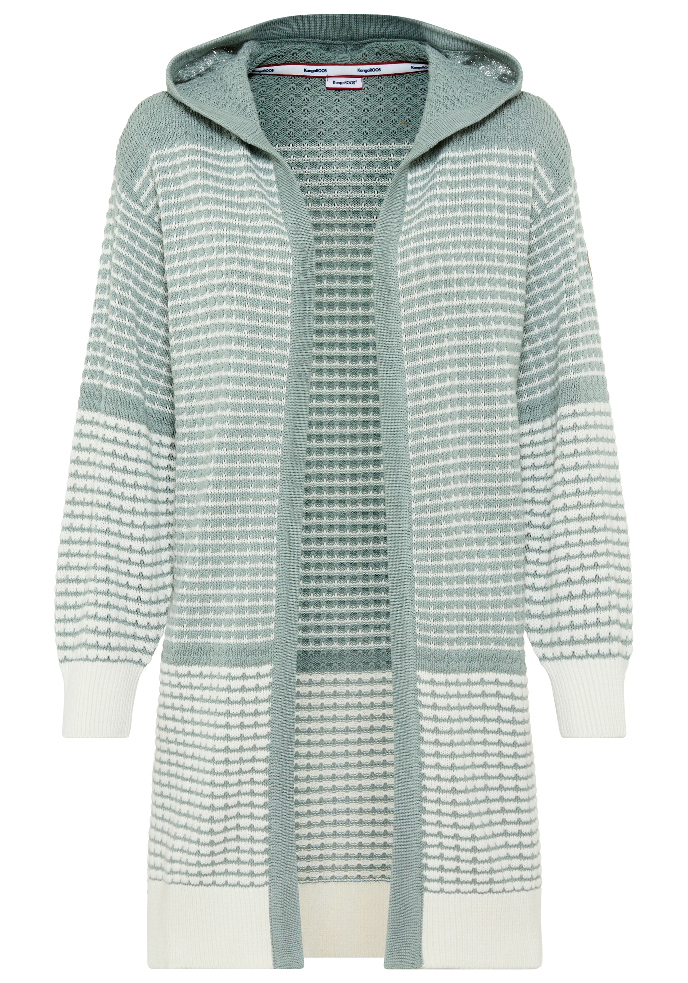KangaROOS Cardigan à capuche avec design à motifs, forme longue, coupe décontractée