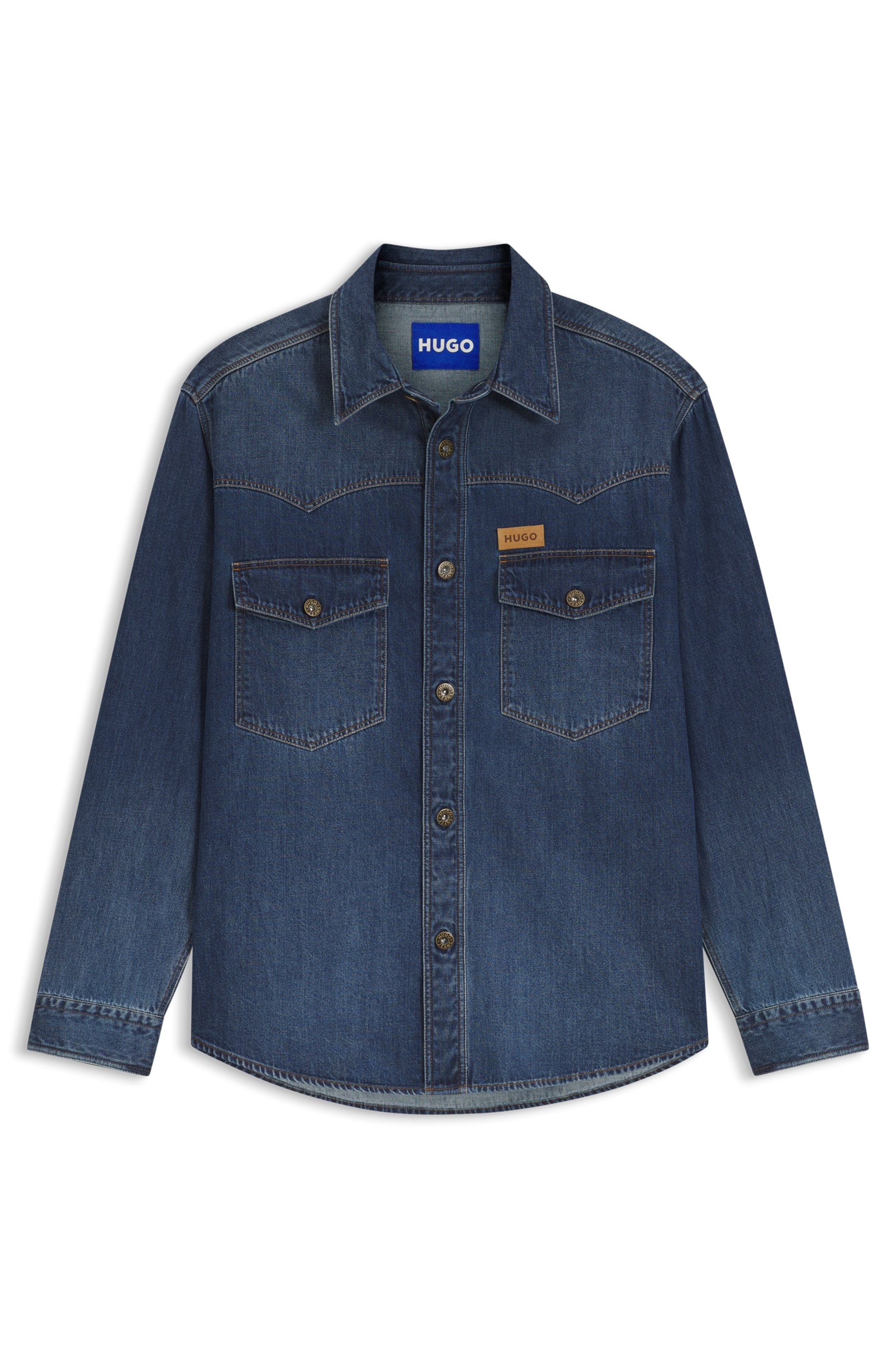 HUGO Chemise en jean »Ebant« Oversize Fit, reine Baumwolle