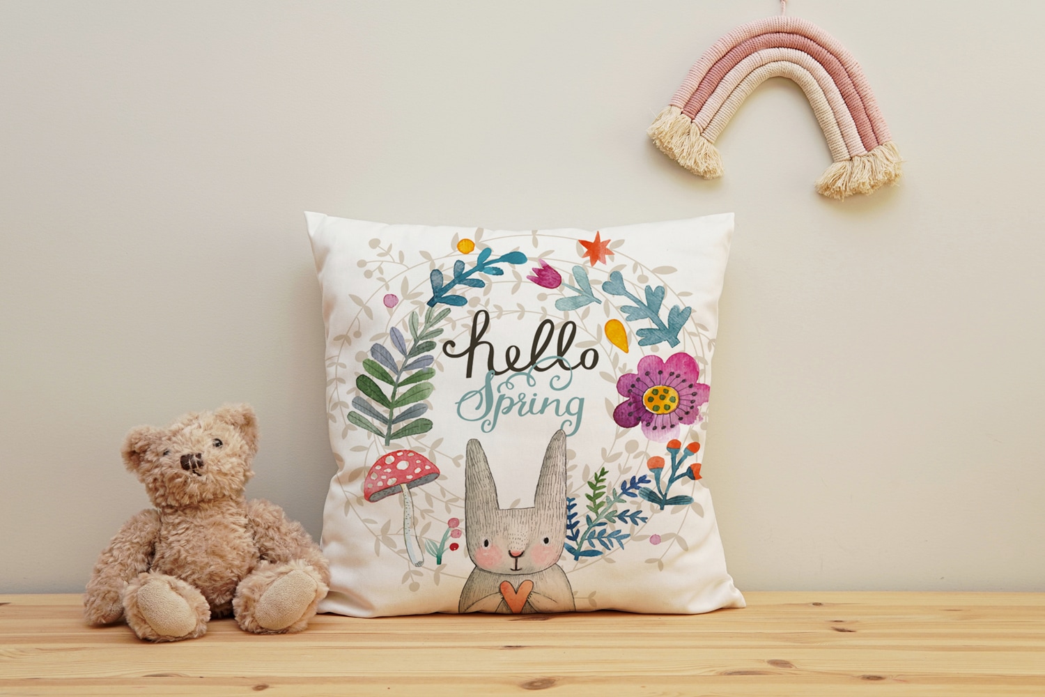 queence Coussin décoratif »Willow« mit einem frühlingshaften Hasen
