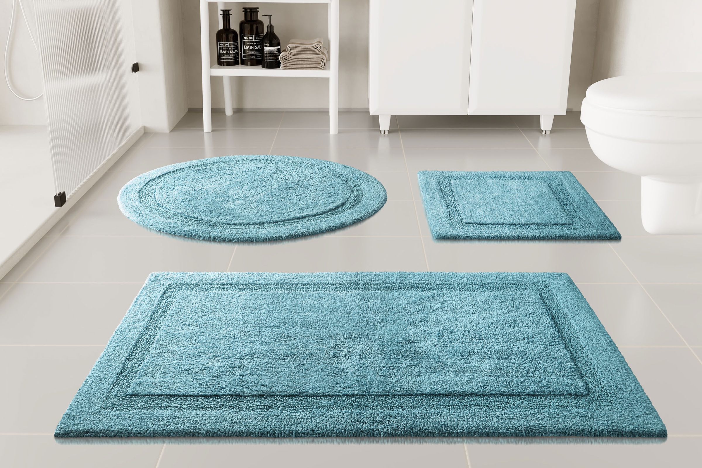 GOODproduct Badematte »Meellor« Höhe 20 mm rutschhemmend beschichtet fussbodenheizungsgeeignet Badteppich, getuftet, modern, Uni, antirutsch, flauschig, Baumwolle