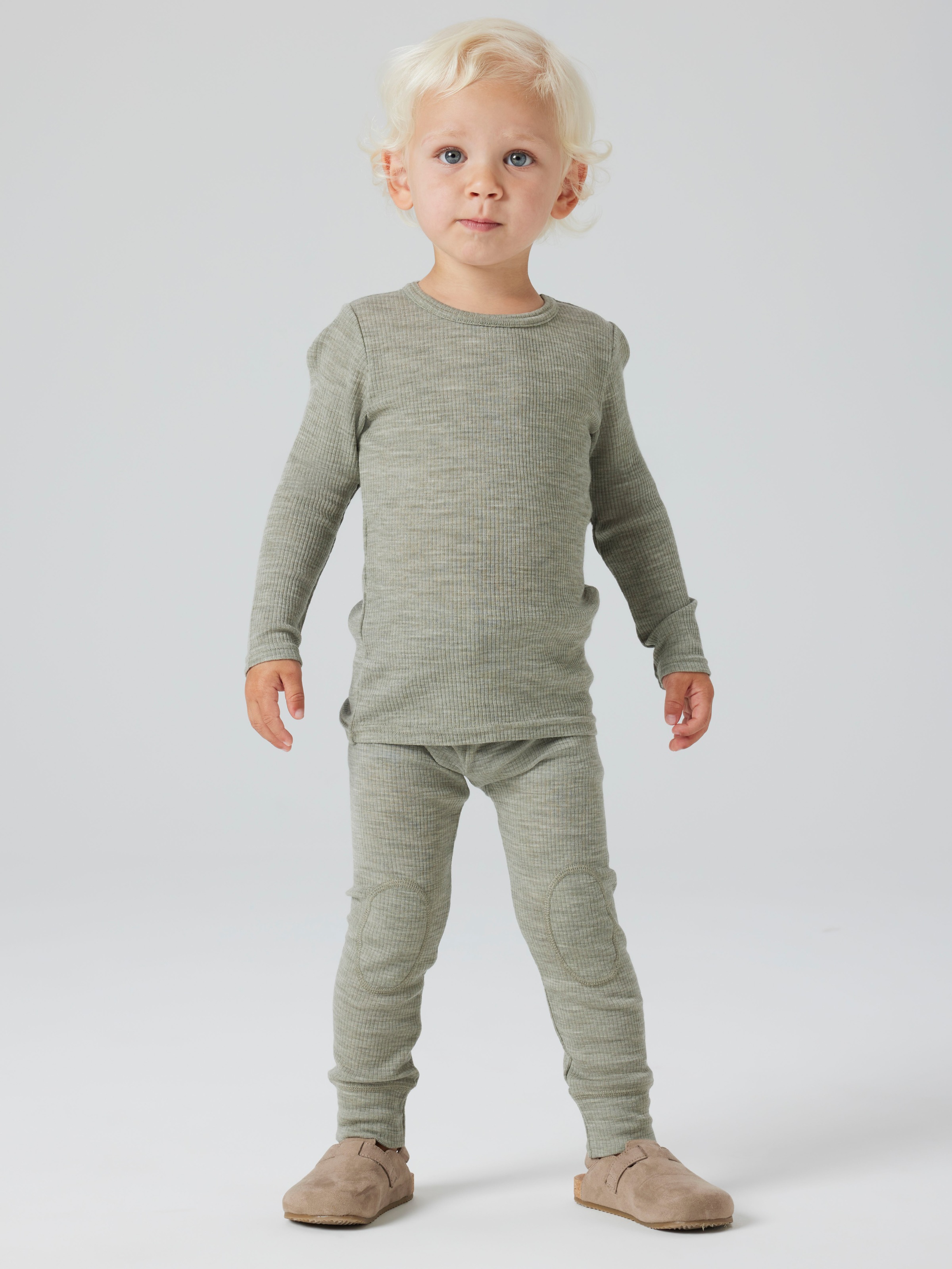 Name It T-shirt à manches longues »NMNWAX WOOL RIB LS TOP NOOS« en pure laine mérinos