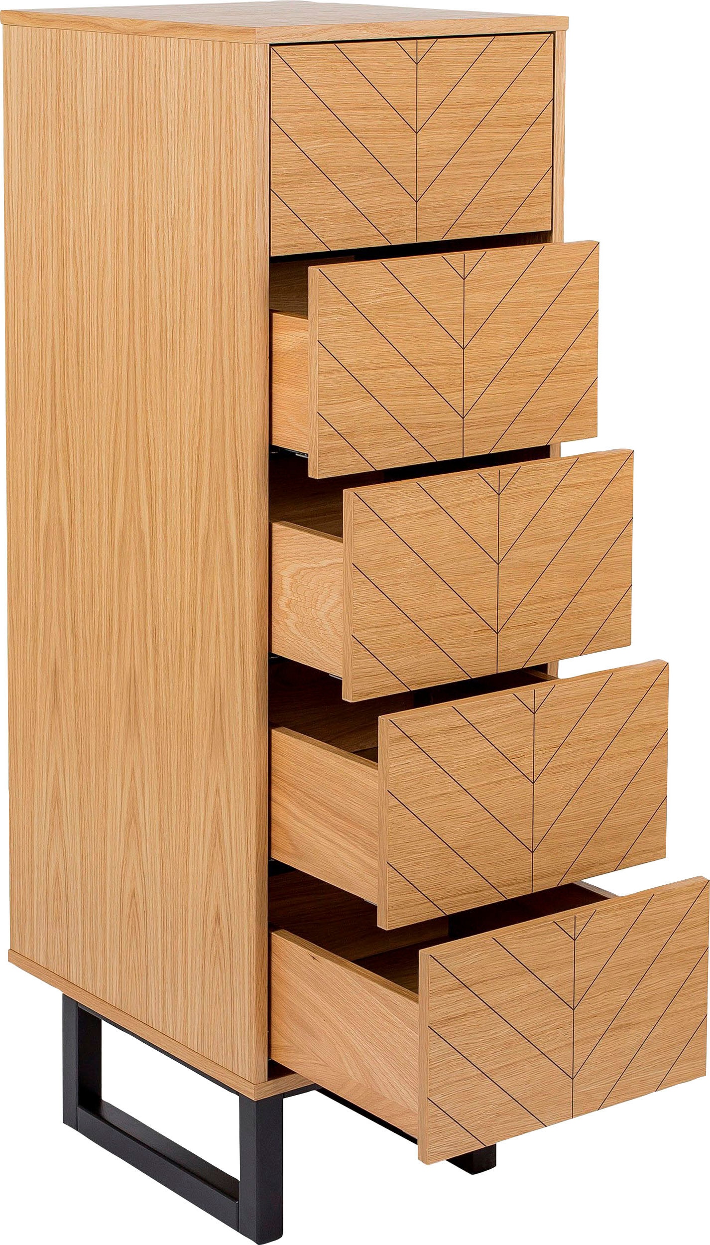 Woodman Commode haute im skandinavischen Design, mit besonderem Print, FSC®