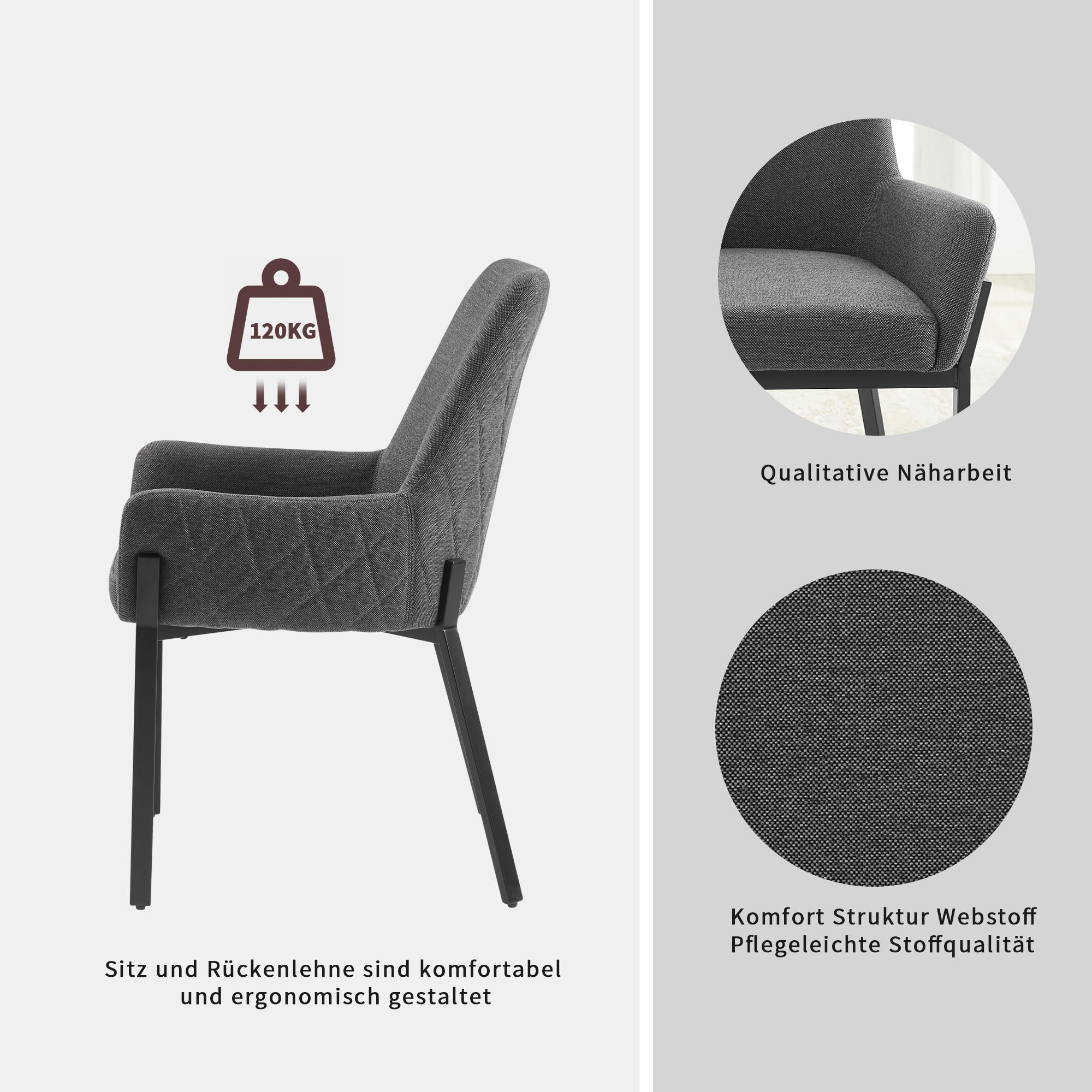 GOODproduct Stuhl »Lome« () 1 Stk.mit pflegeleichtem Webstoff Bezug, Metallgestell, Sitzhöhe 49 cm