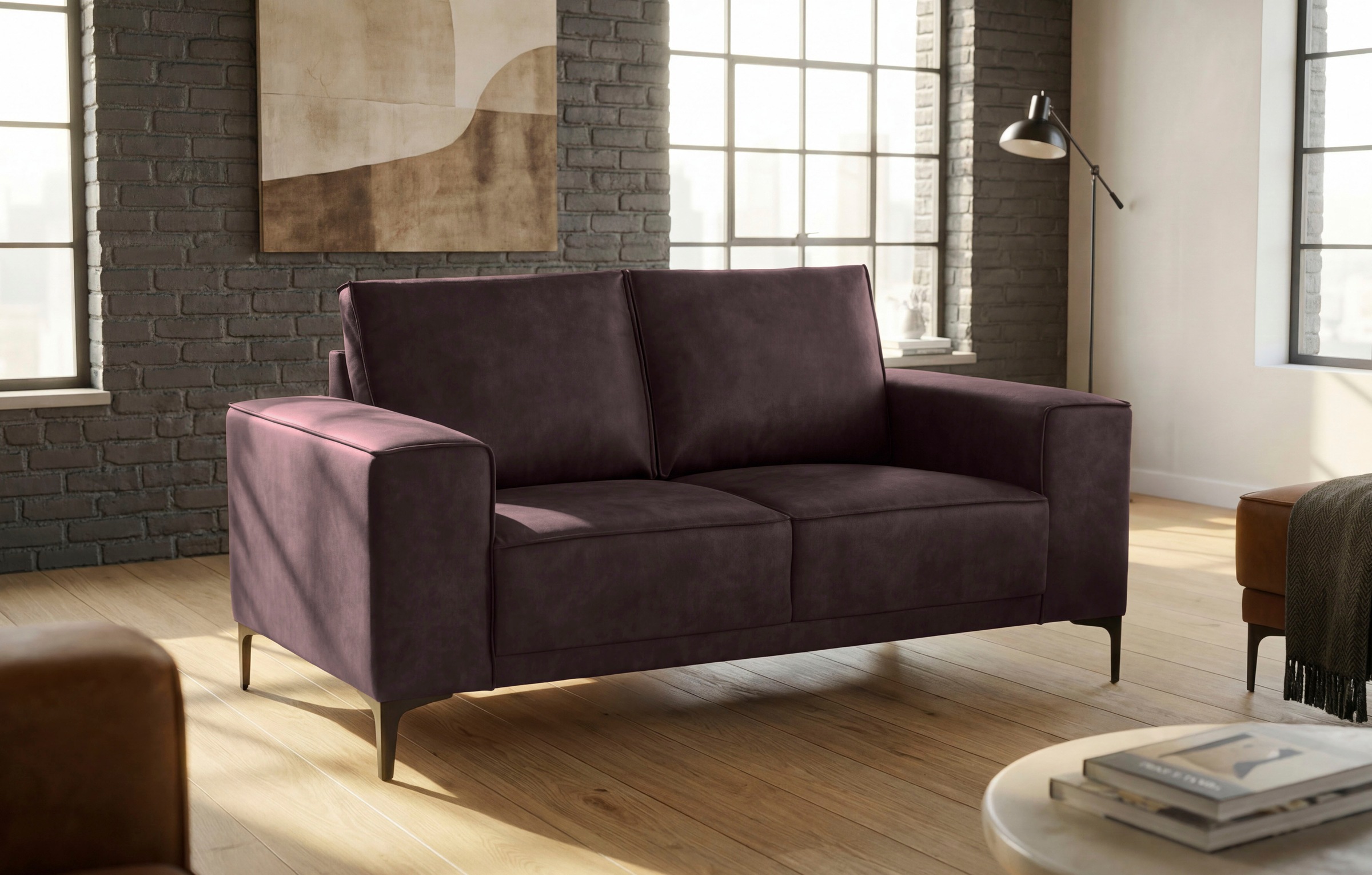 GOODproduct 2-places »OLAND Luxus-Microfaser, Sofa, B: 164 cm, Skandi-Design« 164 cm, suspension à vagues, design scandinave, pieds en métal