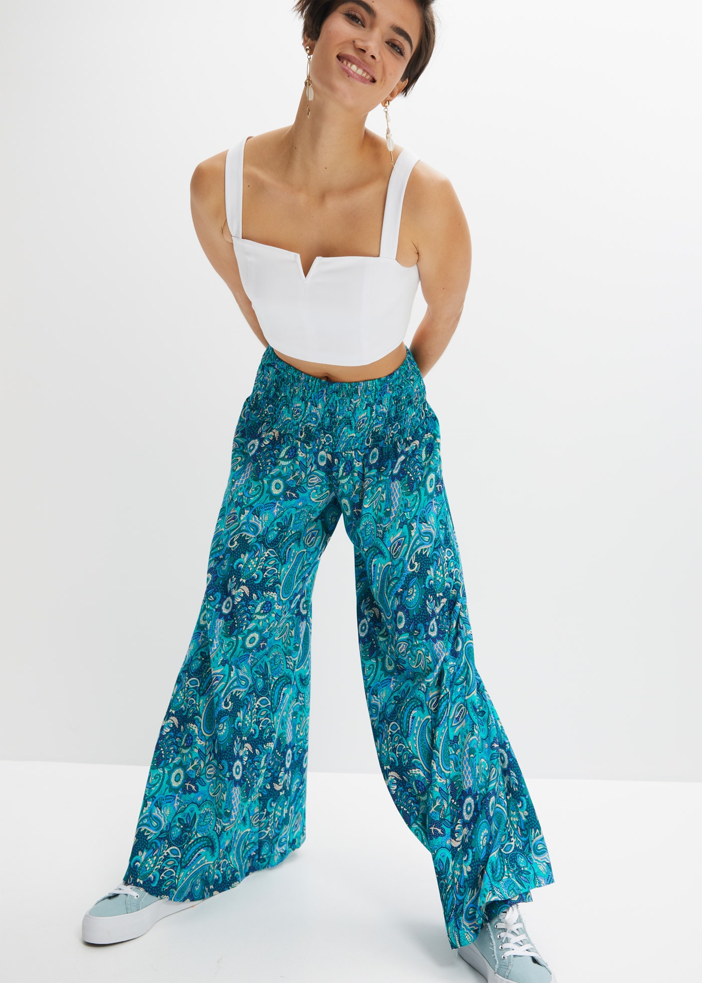 bonprix Palazzohose  aus reiner Viskose, Loose Fit, sehr weites Bein, Paisley-Alloverprint