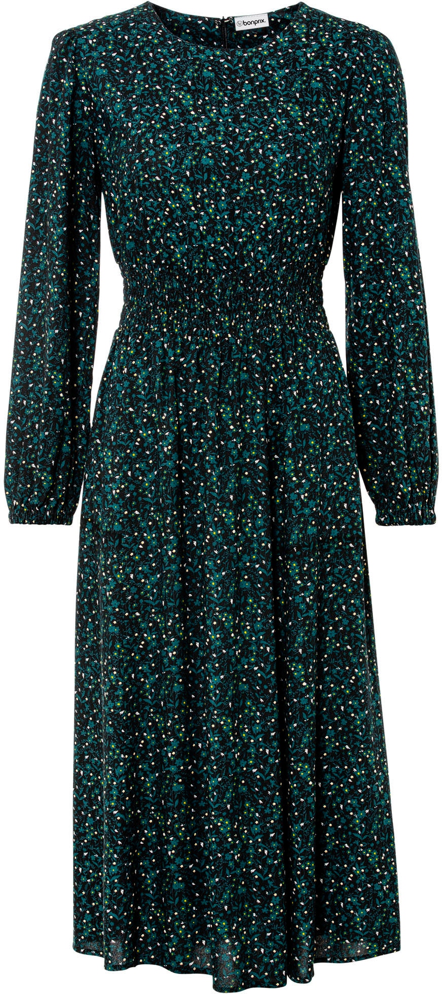 bonprix Robe midi »Midikleid mit Blumenprint« für die Herbstsaison, aus Viskose, Oversize-Passform