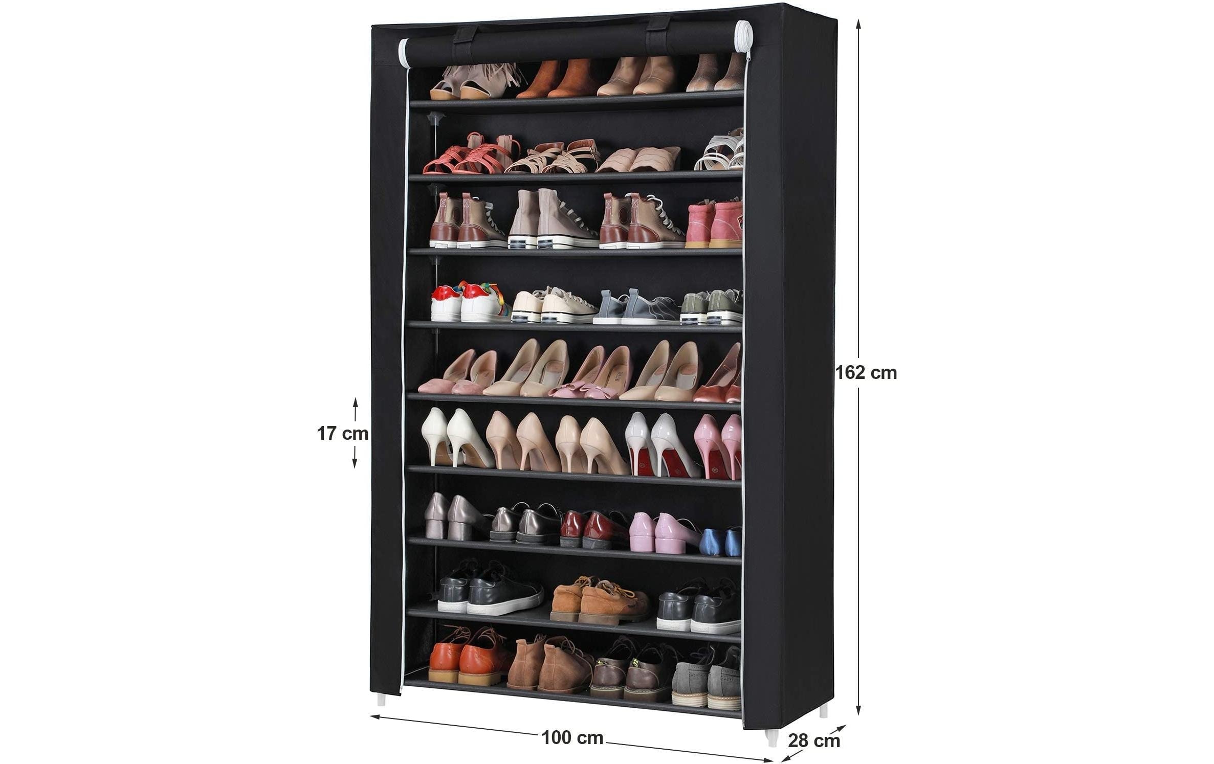 SONGMICS Schuhschrank »100 x 28 x 162 cm, Schwarz«