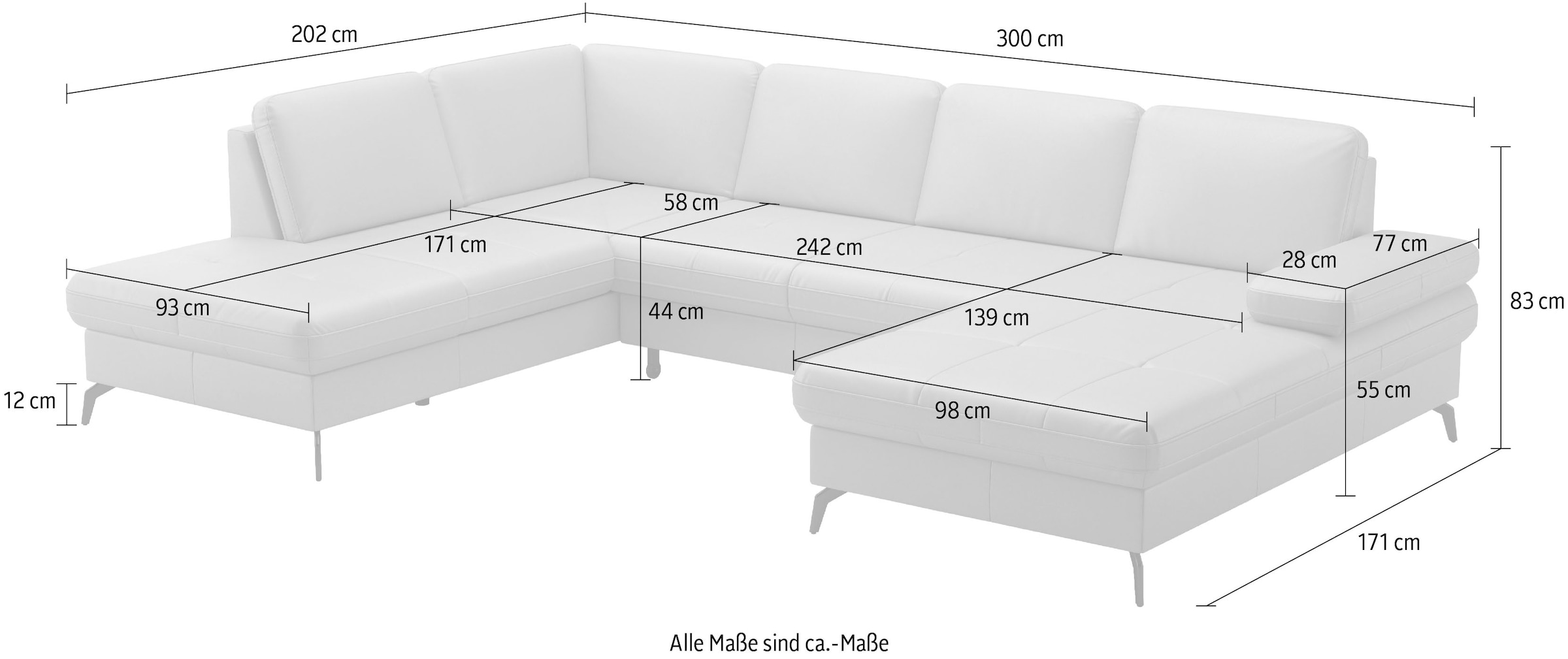 sit&more Wohnlandschaft »Morris Jubi, Breite 300 cm« mit Armteilfunktion, optional mit Bettfunktion