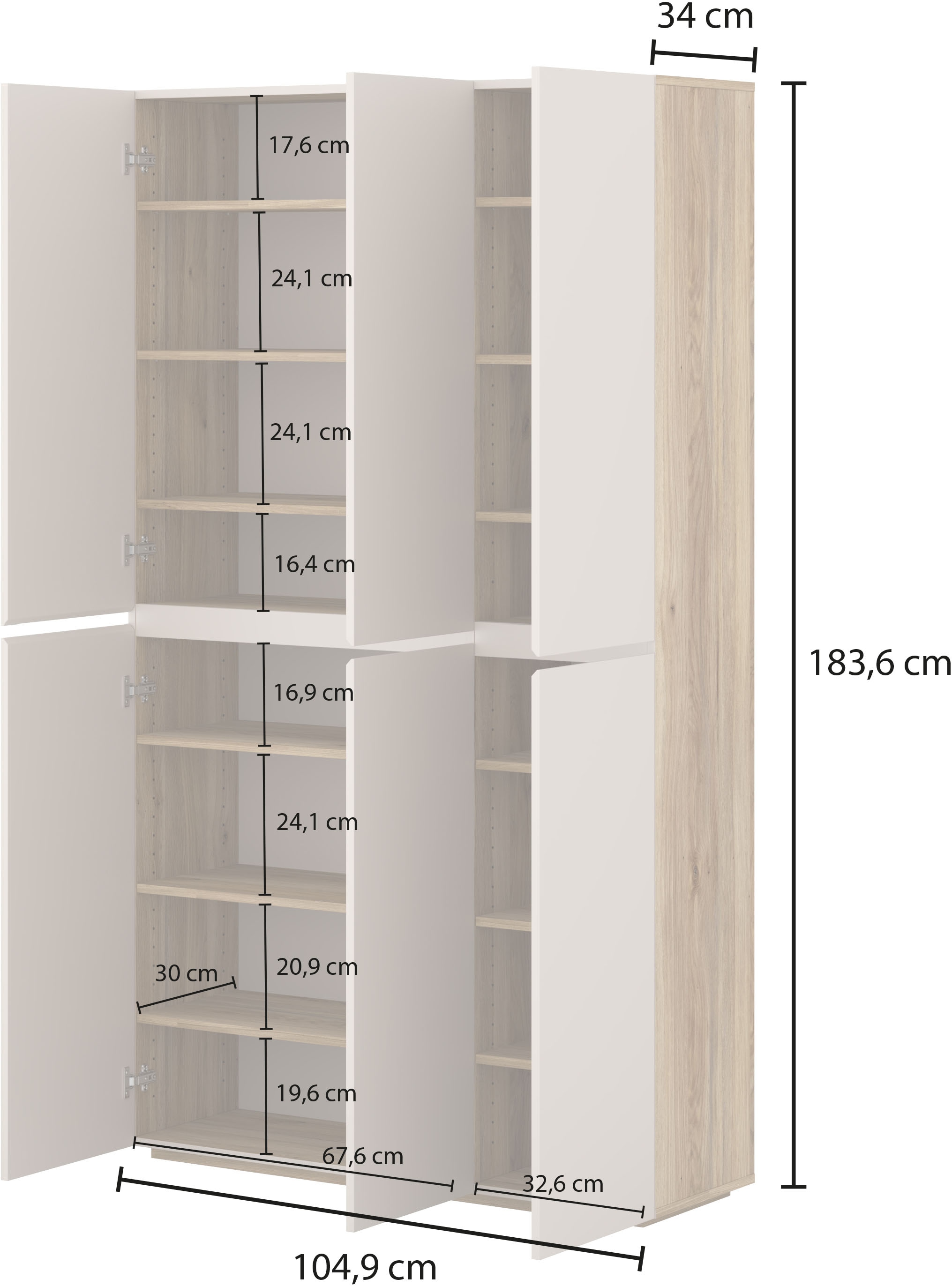 INOSIGN Armoire à chaussures »Criss moderner Griffloser Stauschrank, Allzweckschrank, Schuhkommode« Mehrzweckschrank,Breite 105 cm, inclusive 12 verstellbare Einlegeböden