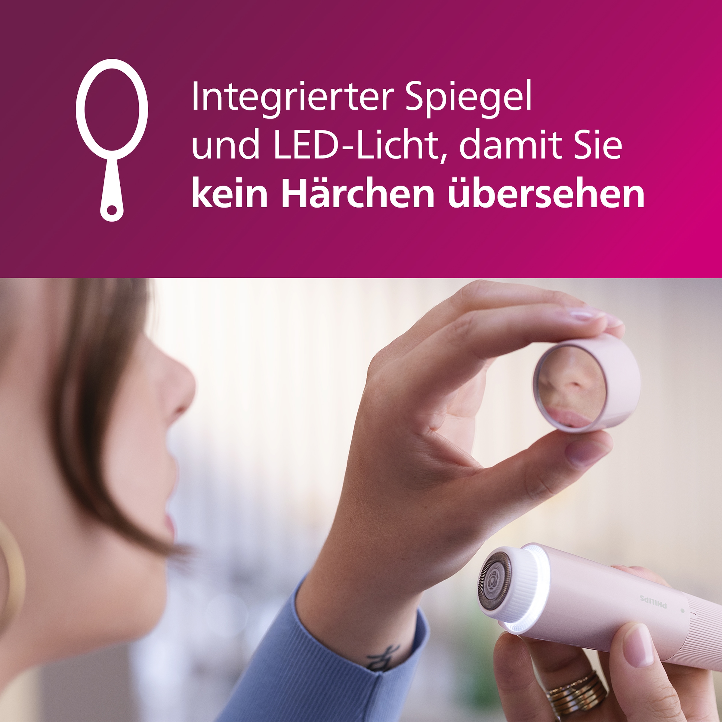 Philips Gesichtsepilierer »Series 5000 BRR454/00« mit Spiegel und LED-Licht, inkl. Reinigungsbürste