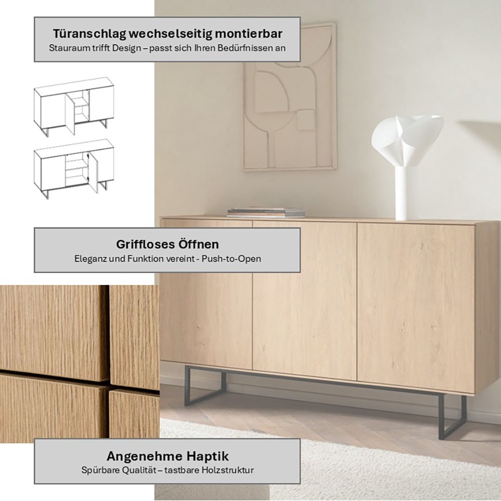 Home affaire Sideboard »Lund, moderner Schrank, Kommode mit Kufengestell« ausreichend Stauraum, vielseitig einsetzbar, 150 cm breit