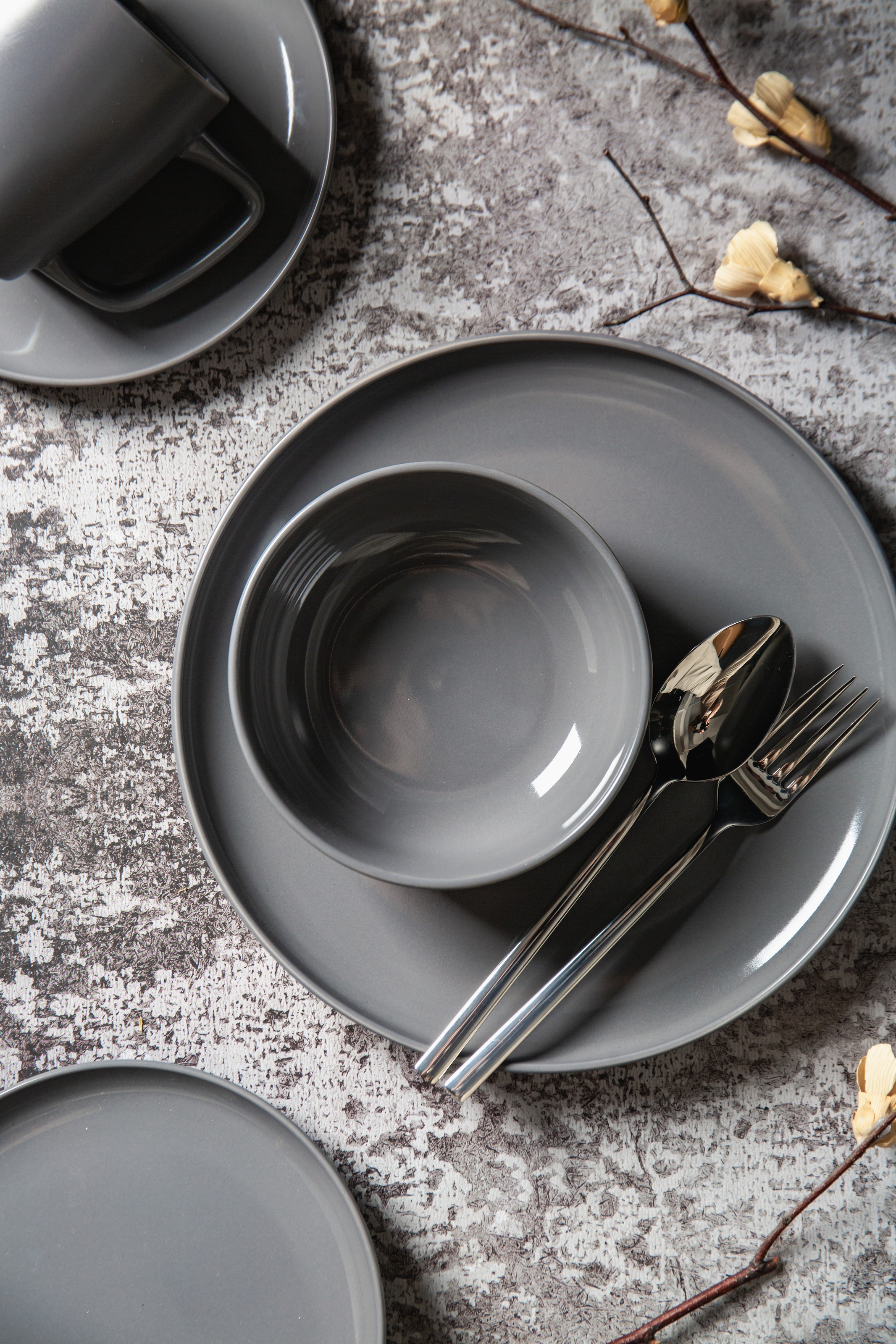 my home Geschirr-Set »Timula, aussen matt, innen glänzend« spülmaschinenfest und mikrowellengeeignet