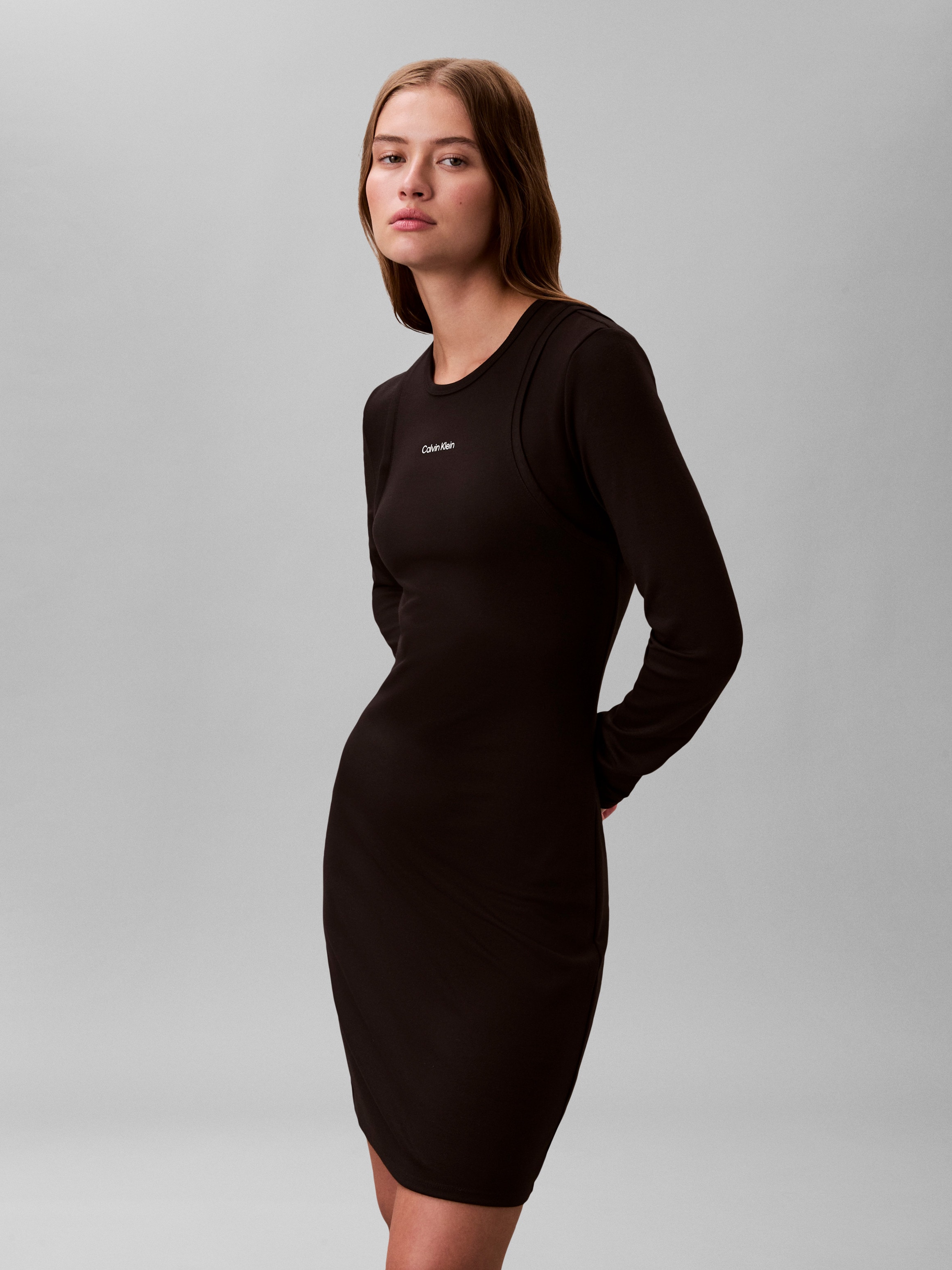 Calvin Klein Jeans Mini-robe Sans poche Körpernahe Passform mit Rundhalsausschnitt