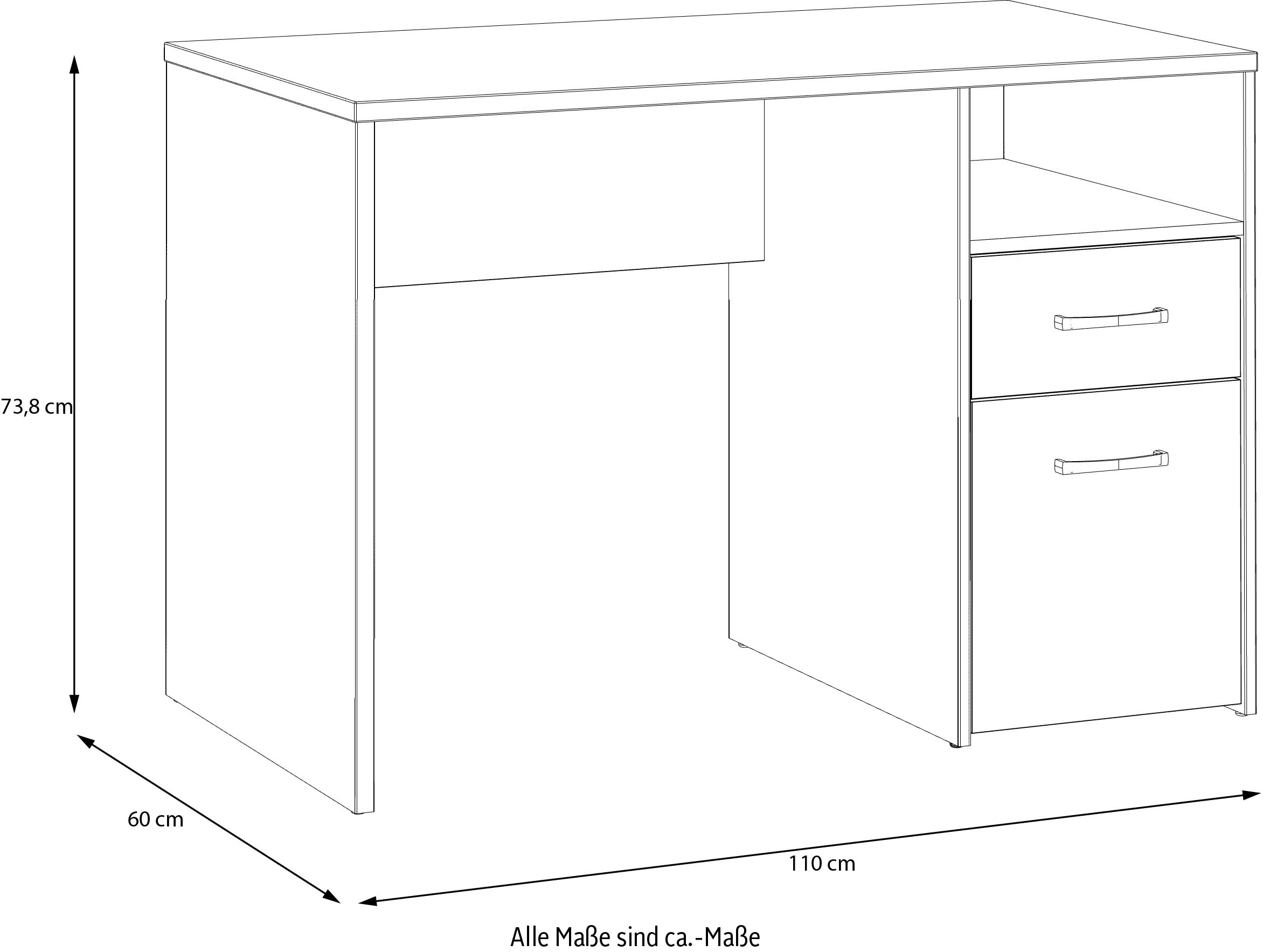 FORTE Schreibtisch »Culgoa« Schreibtisch, Stauraum, Schubkasten, Türe, offenes Fach, pflegeleicht