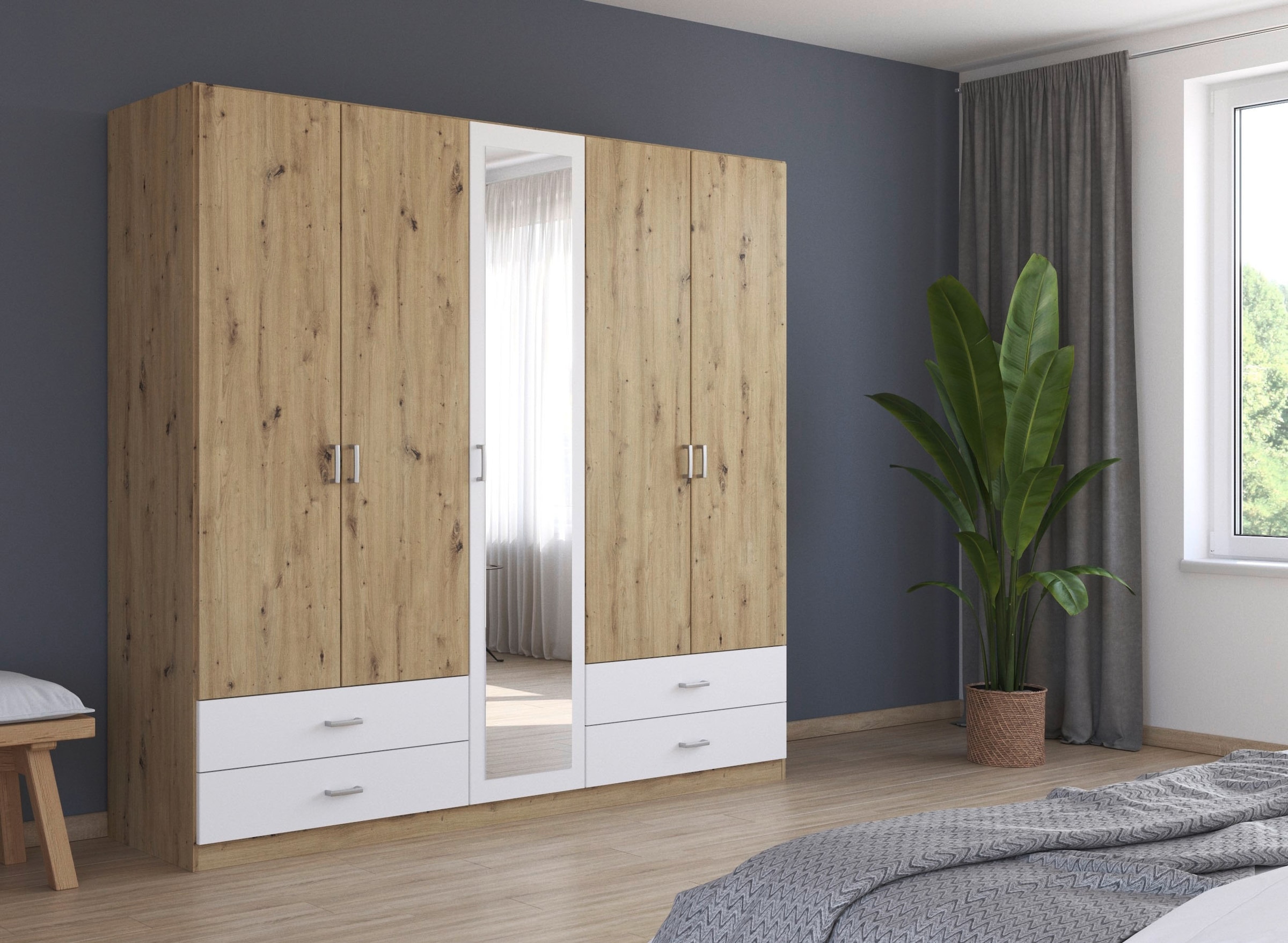 rauch Armoires à vêtements »Drehtürenschrank Schrank Garderobe Wäscheschrank BORBONA« Largeurs 226/271 cm, hauteur 210 cm,  en 2 largeurs, avec miroir et nombreuses combinaisons de couleurs FABRIQUÉ EN ALLEMAGNE