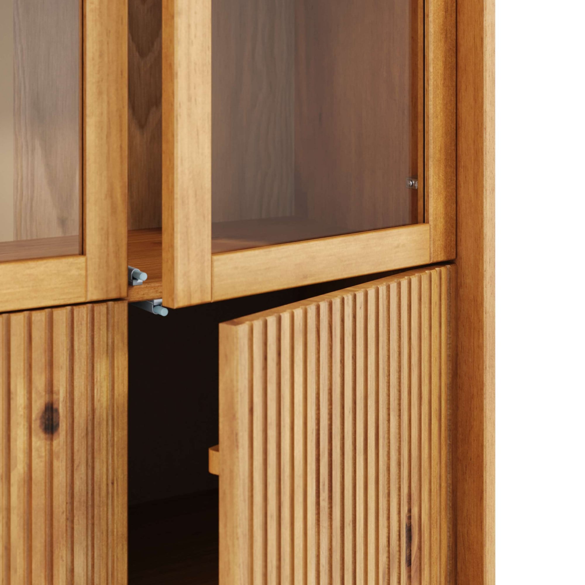 GOODproduct Vitrines »Malmedy Front mit gefrästen Rillen« en pin massif, ouverture par pression, FSC, largeur 80 cm, hauteur 180 cm