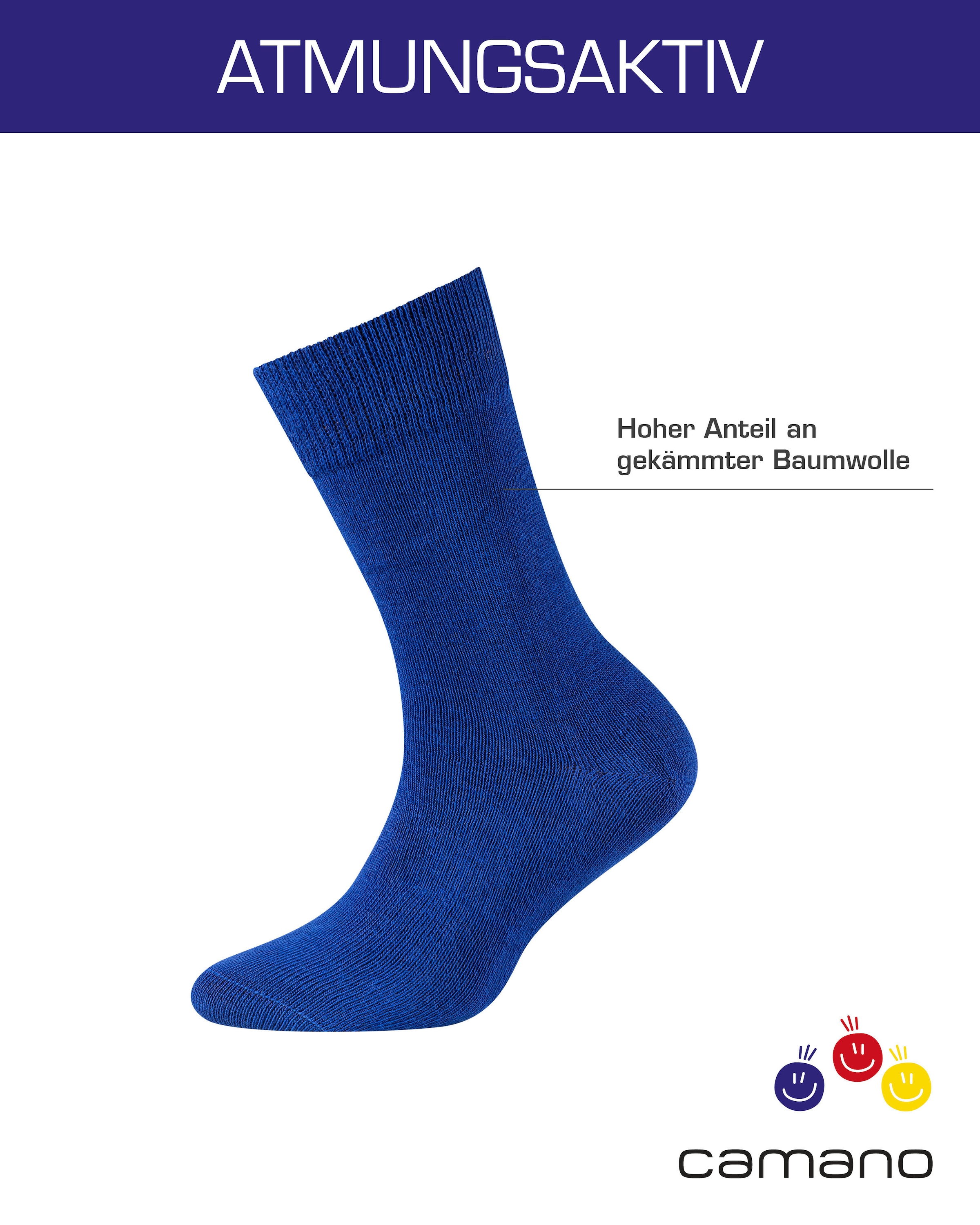 Camano Socken »ca-soft« 6 Paar, 6 Paar tlg. mit Komfortbund und gepolsterten Zehen-/Fersenbereich