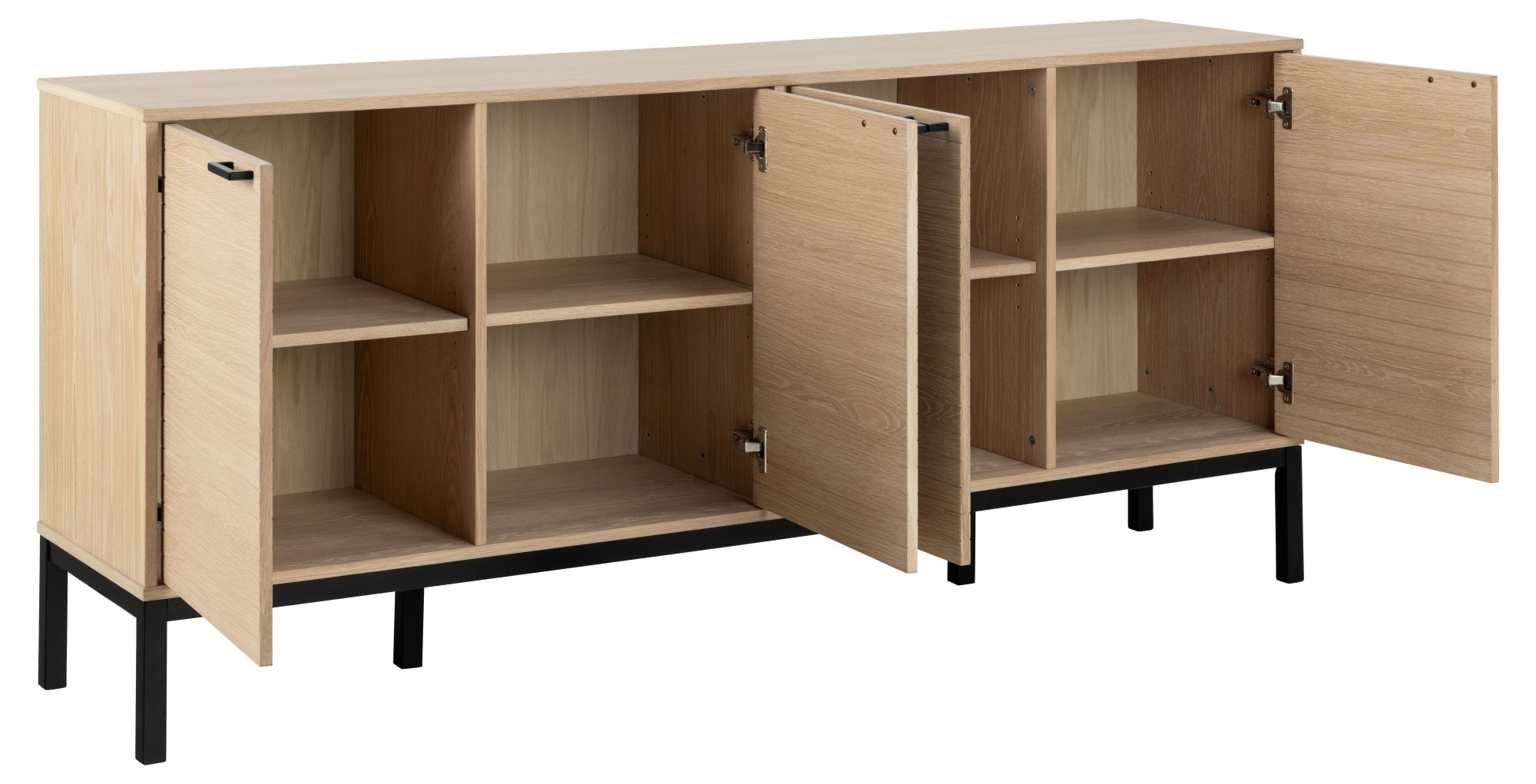 ACTONA GROUP Sideboard »Kensington« Anrichte, 4 Türen und 4 Böden weiss pigmentiert  Eiche, 180x40x80cm